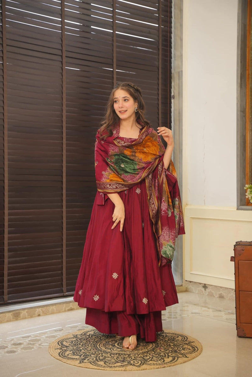 Maroon Pure Georgette Anarkali Pant