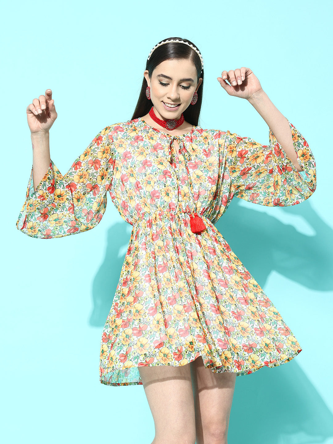 multi color casual dress Women'S Summer Fashion Retro Multicolor * Collared * Dress, Flowing Cinched Waist Flared Maxi Skirt, Elegant And Chic Women'S Wear, Suitable for Daily Casual * Dates, Vacations *. 2A12164