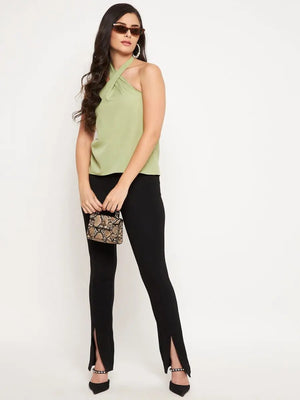 winered-light-green-halter-neck-top