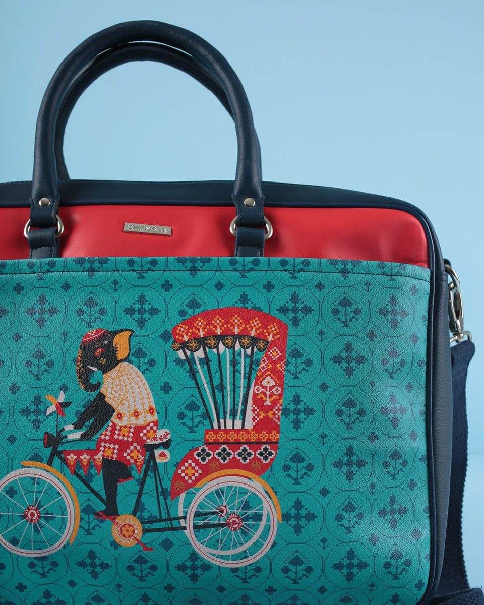 Elephant On Rickshaw Laptop Bag Chumbak Trendia