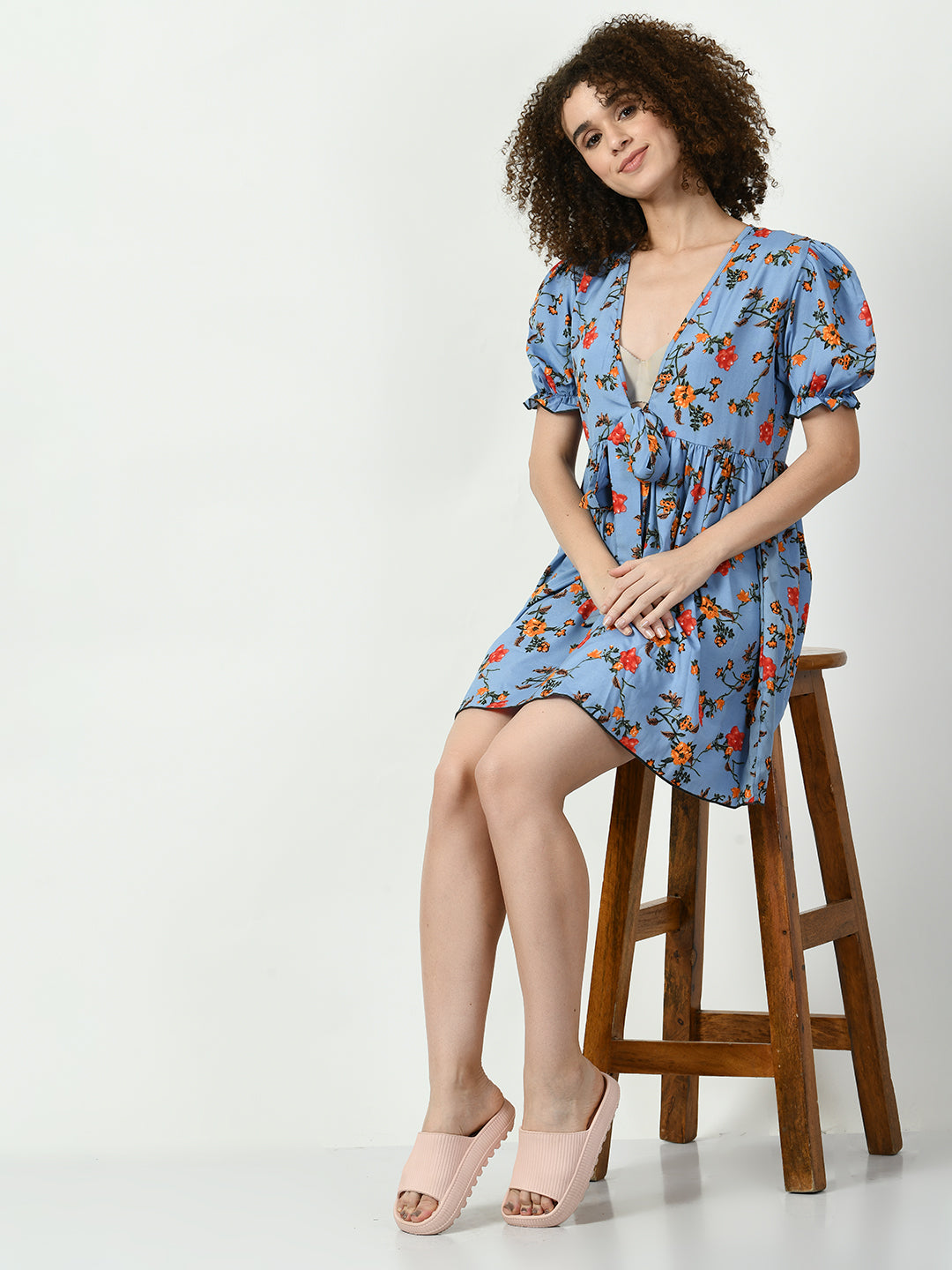 Women's Viscose Rayon Blue Nightdress