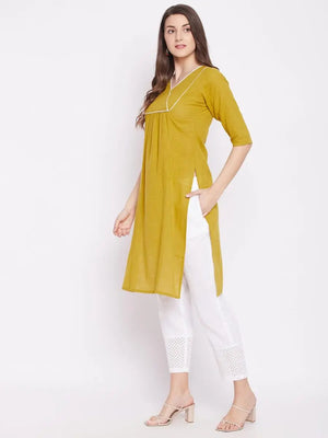 winered-yellow-straight-pure-cotton-solid-kurta
