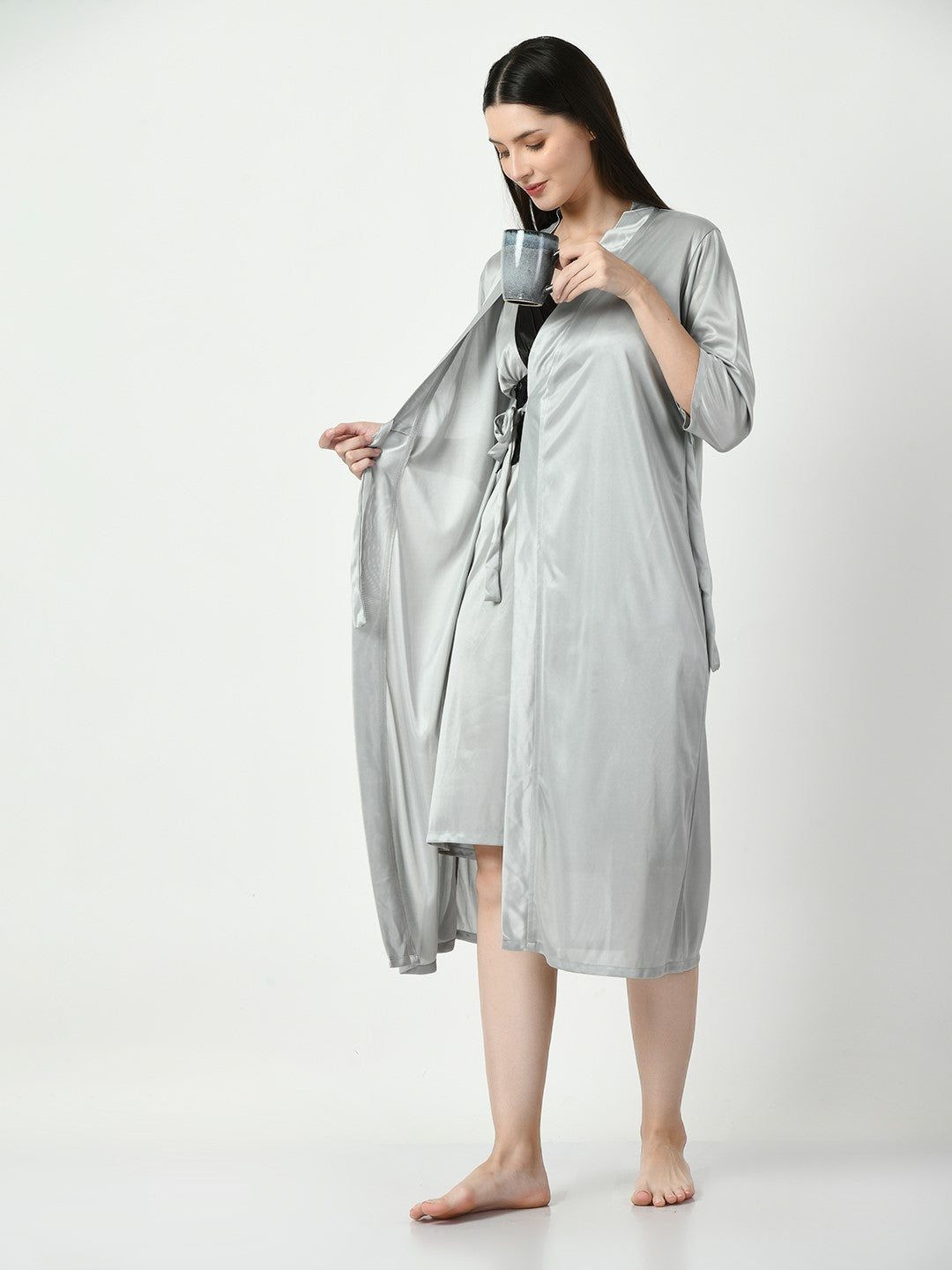 Women's Satin Grey Nightdress