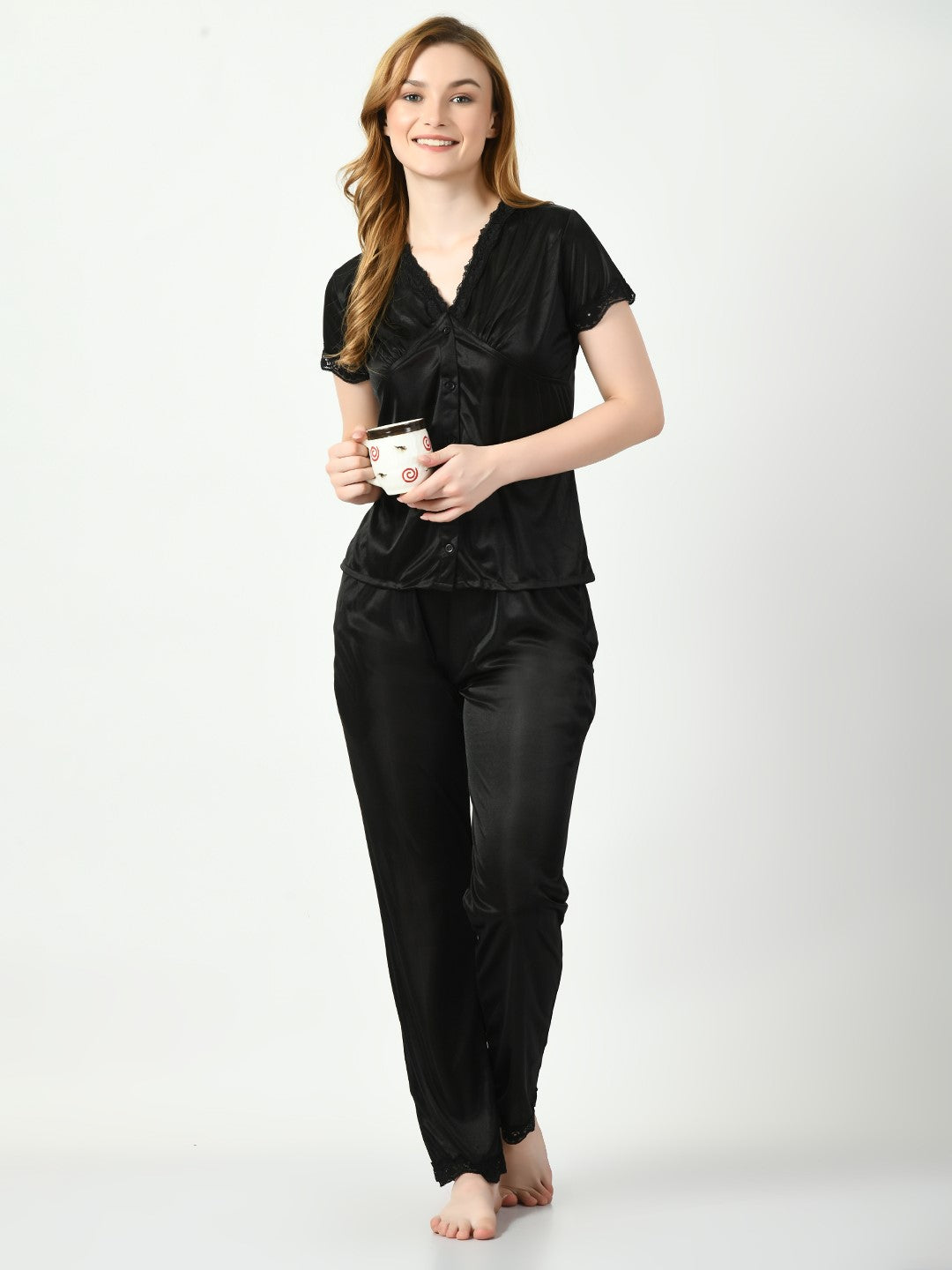 Women's Satin Black Nightdress