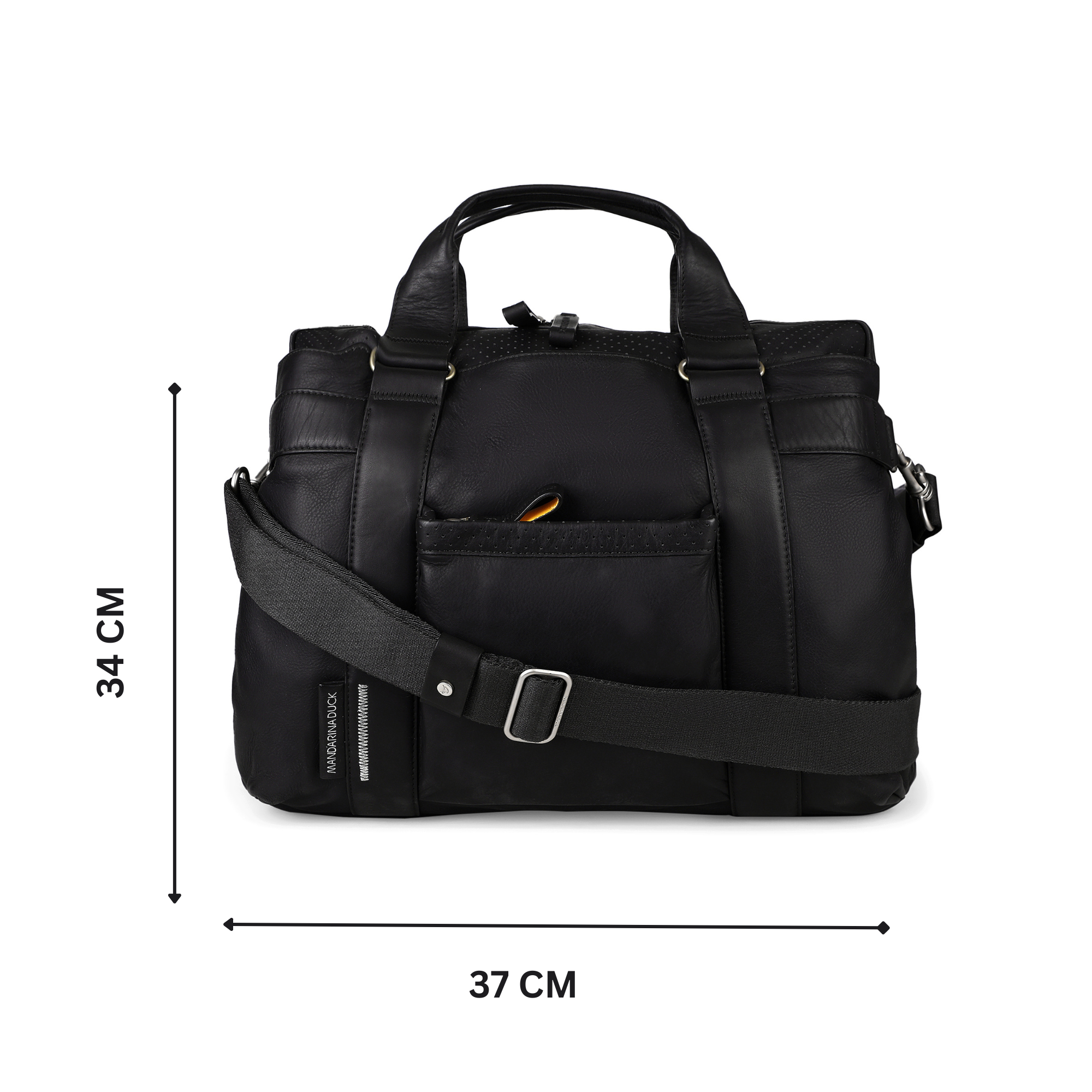 Grace Collection Limited Edition Genuine Leather Black Laptop Bag With Strap