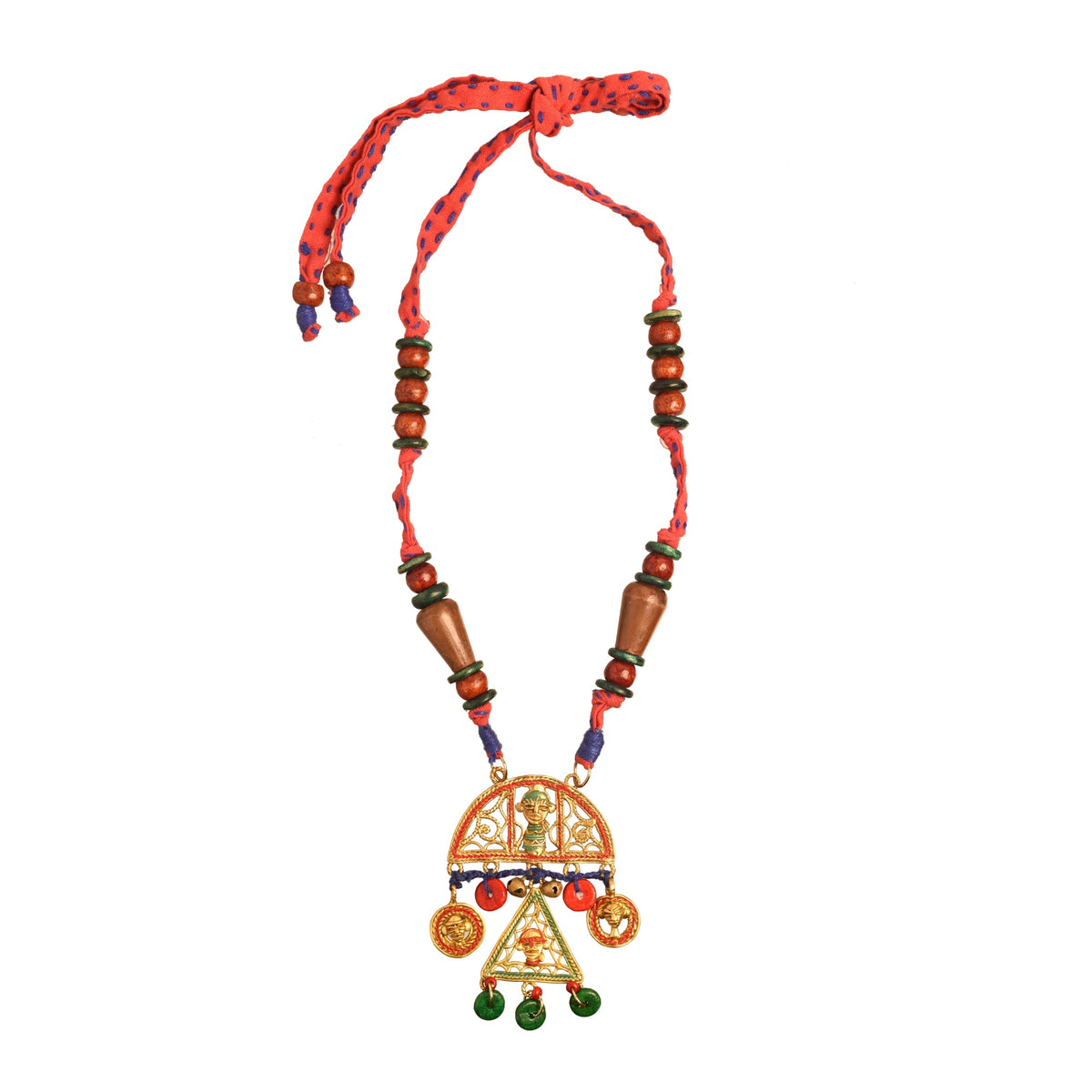 Tribal Trinity Handcrafted Dhokra Necklace