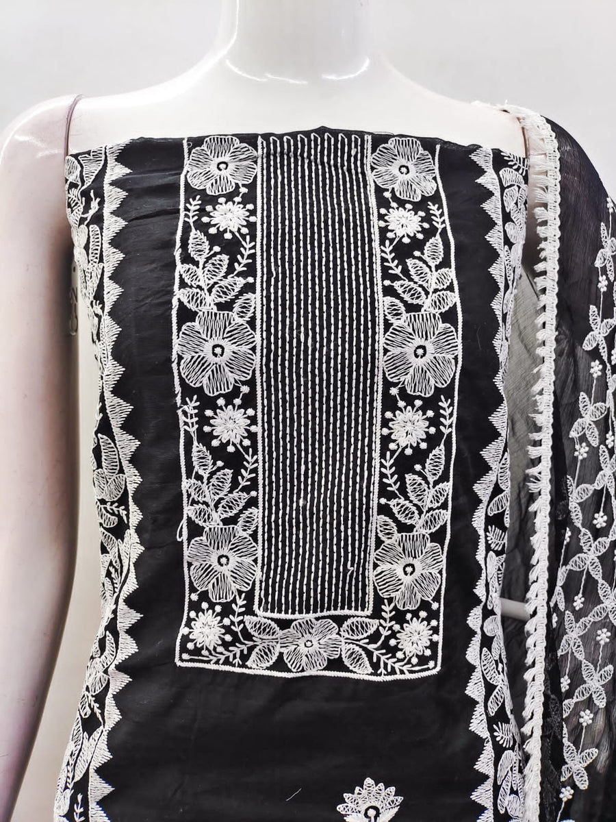 Women Black Chanderi Chanderi Zari Kurta Set