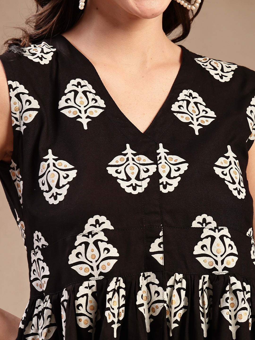 Women's Black Floral Printed Rayon Co-Ord Set