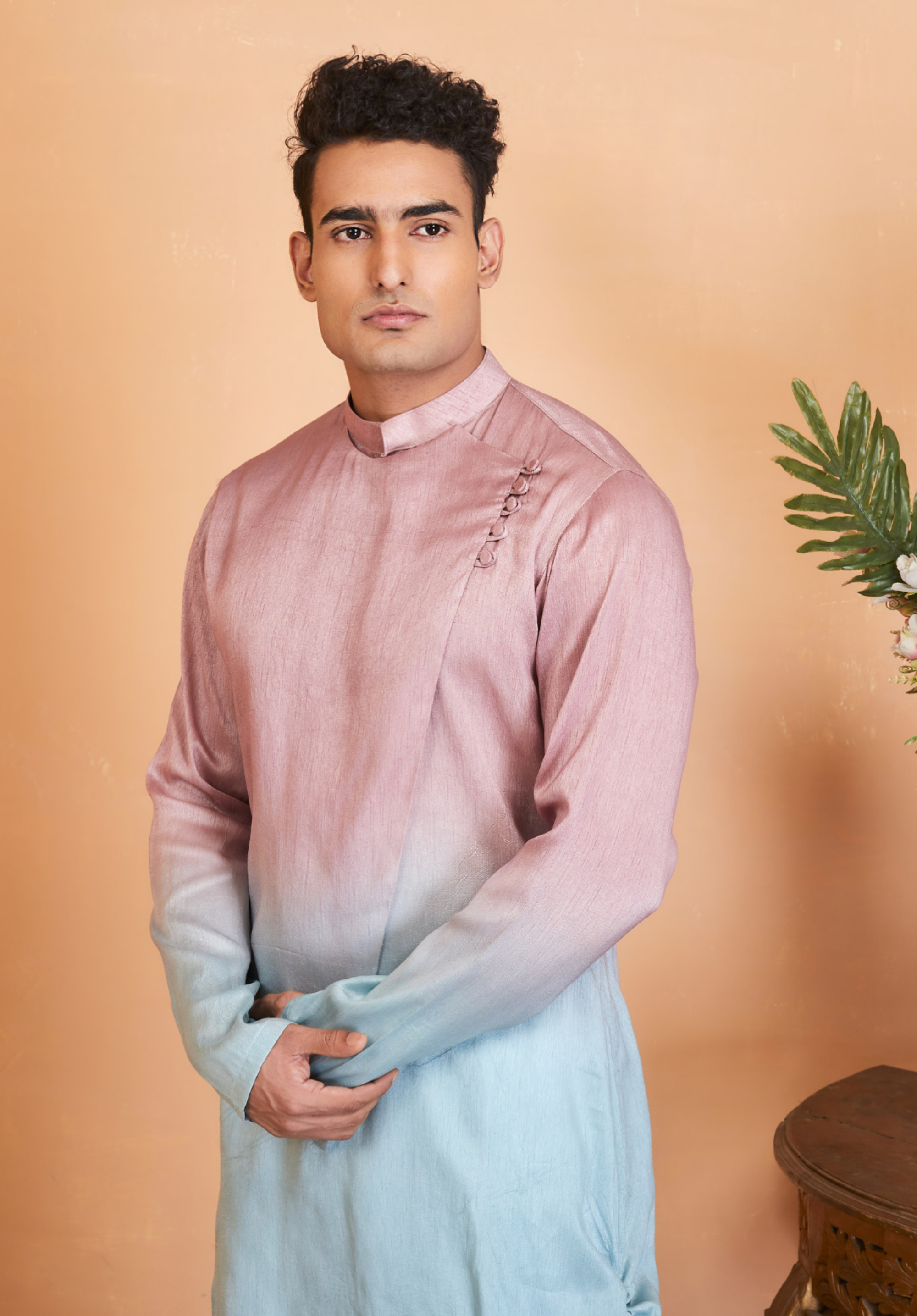 Men's Glidden Ombre Flap Kurta With Crop Pants