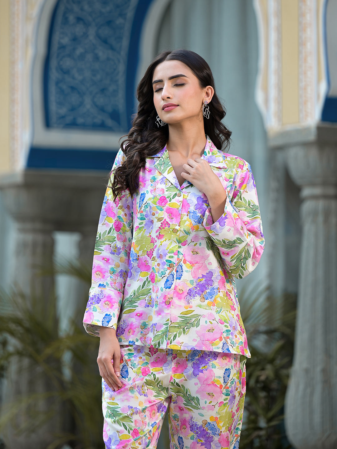 Women's Multicolored Floral Printed Muslin Co-ord Set