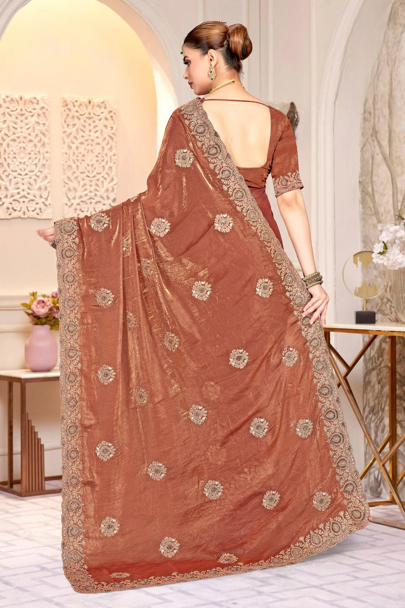 Fendy work silk with designer Stitched Saree Blouse