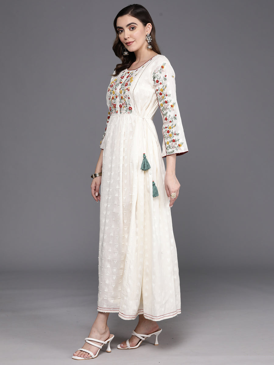 Women's White Embroidered Dress Women's White Linen Embroidered Dress With Silver Embroidery Women's White Embroidered Dress Women's White Linen Embroidered Dress With Silver Embroidery