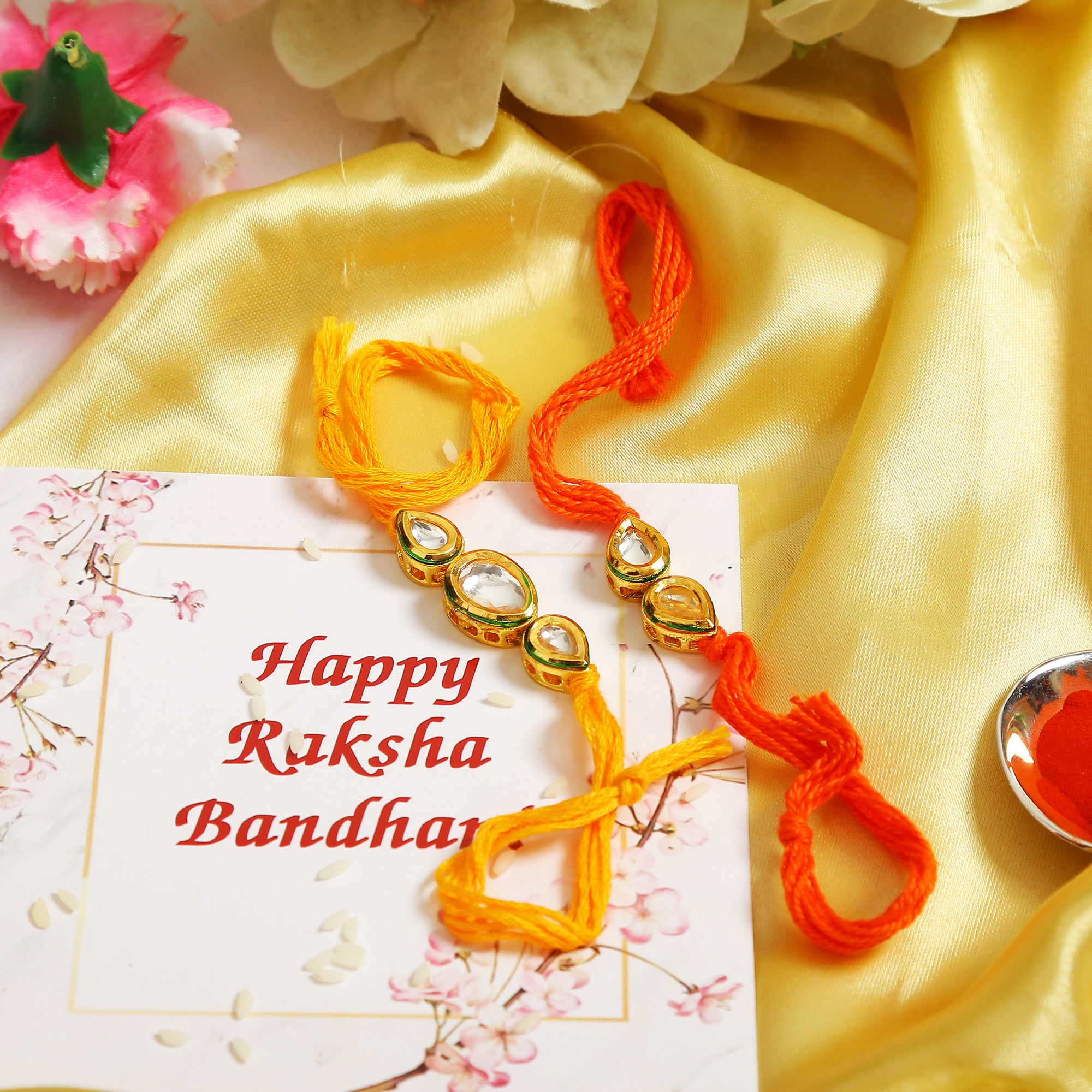 Kundan Handmade Rakhi- Set Of 2