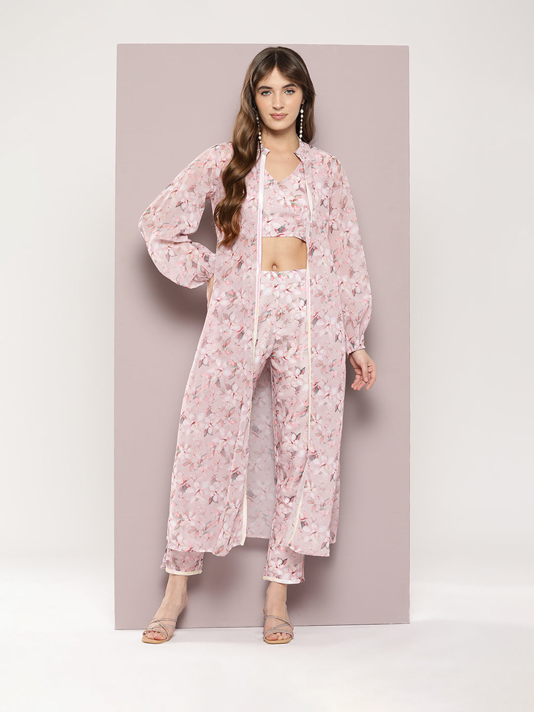 Women's Sequin Work Shrug with digital print Top and bottom