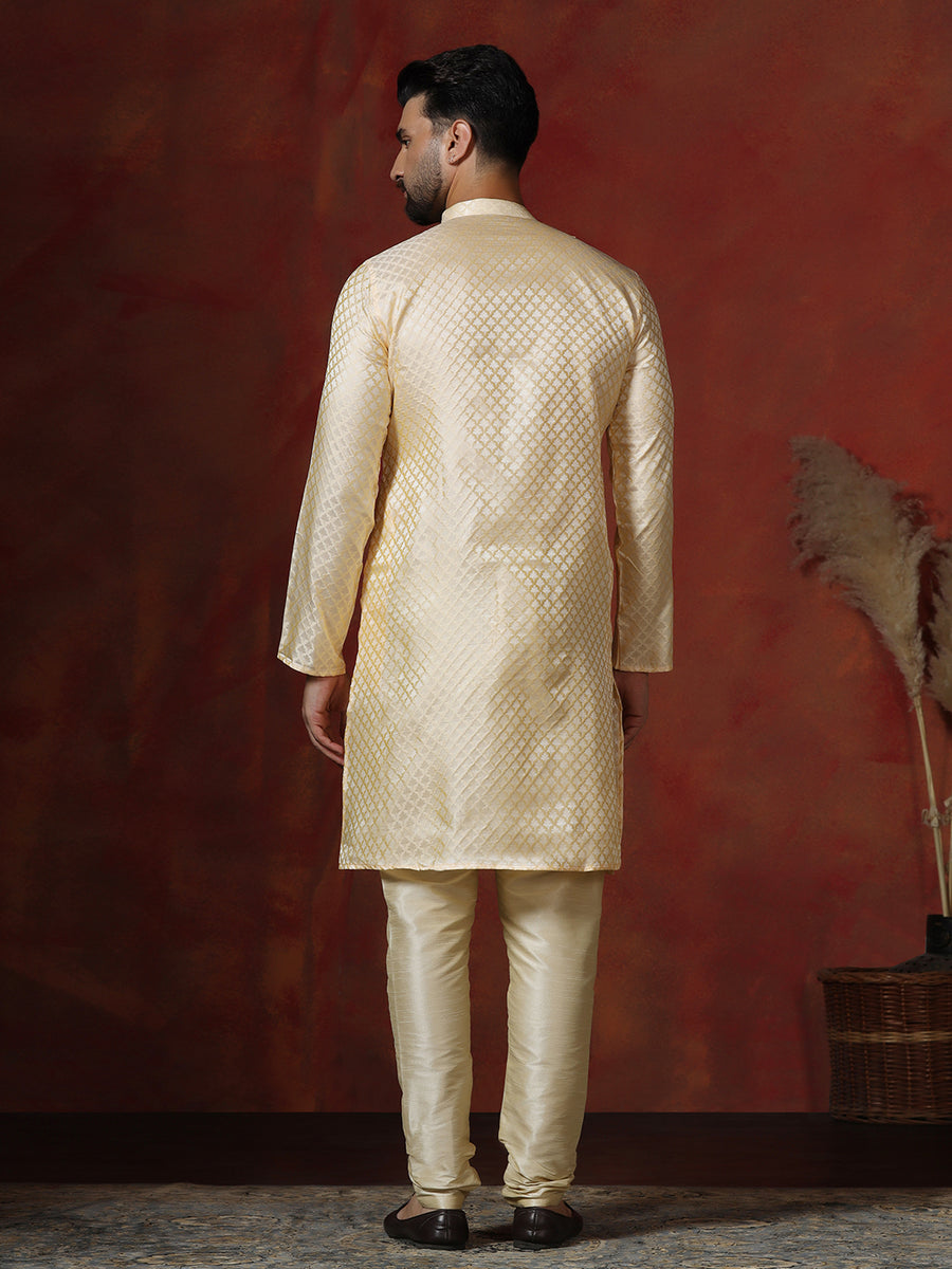 Royal Kurta Men's Designer Silk Blend Kurta & Churidaar Set 42 Gold Royal Kurta Men's Designer Silk Blend Kurta & Churidaar Set 42 Gold