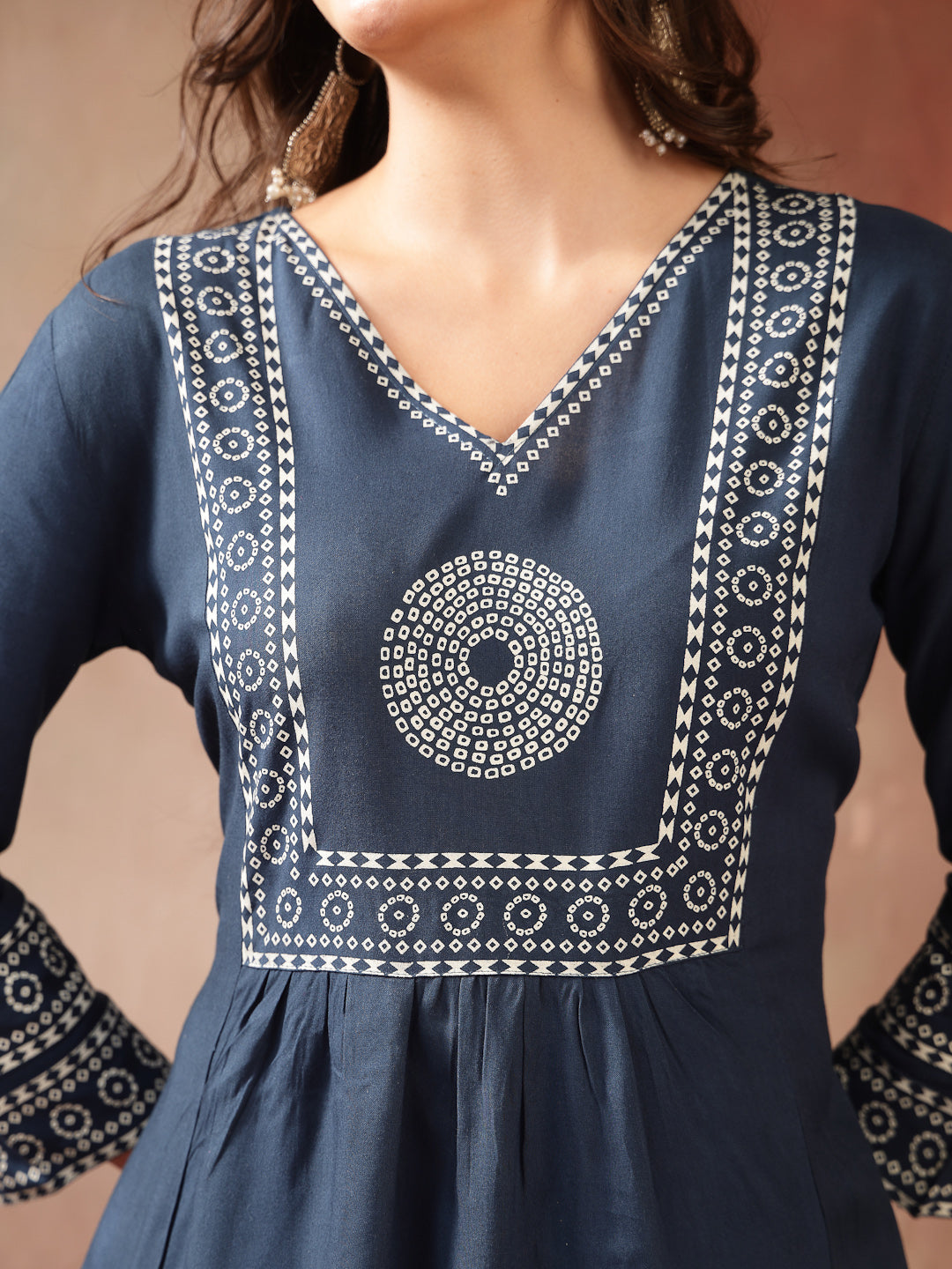Women's Teal Solid Cotton A-Line Kurta Palazzo Dupatta Set