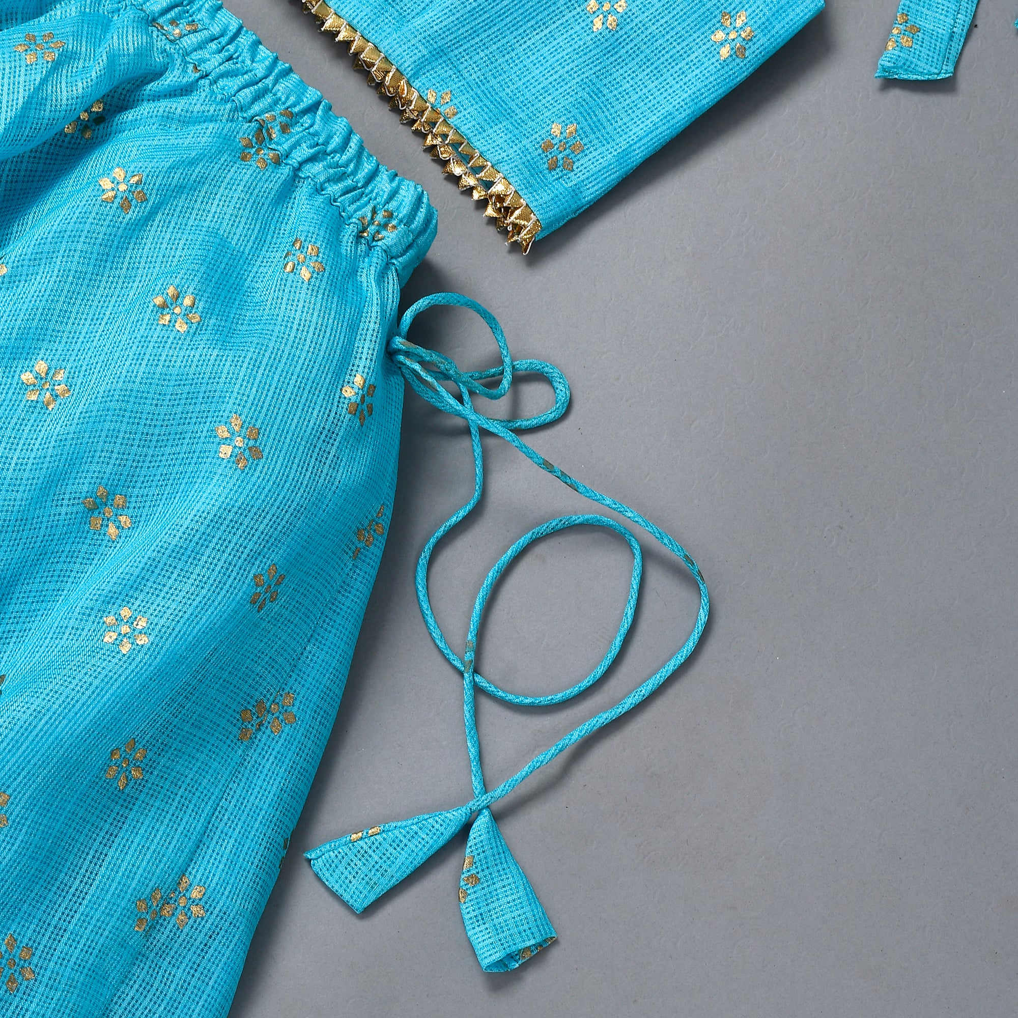 Girl's Blue Kota Doriya Lehenga Top Set
