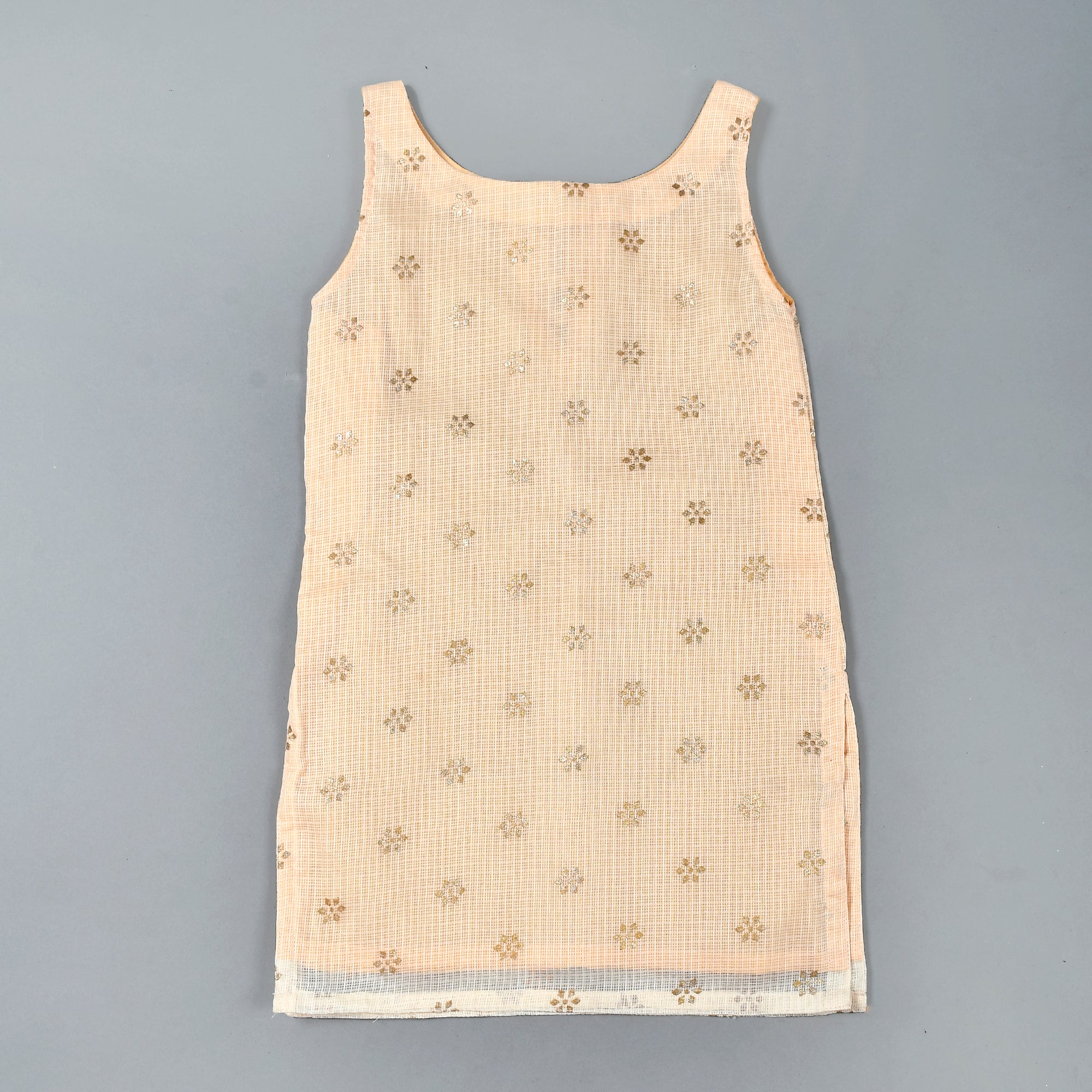 Girl's Beige Floral Sharara Kurta Set