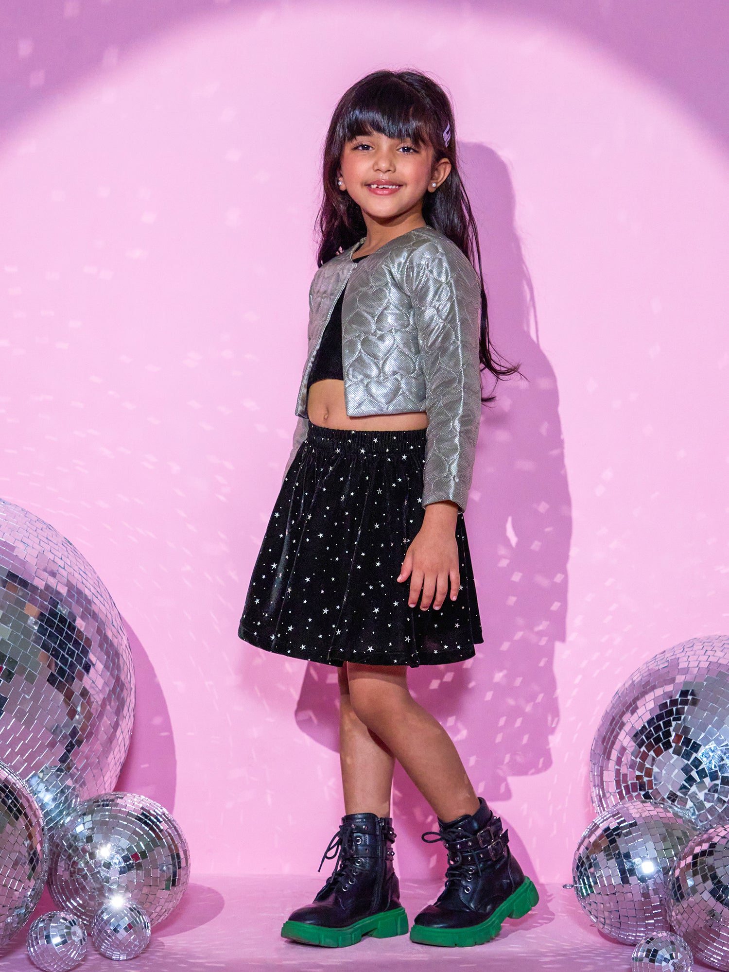 Girl's Sliver Shrug And Skirt With Bustier Co-Ordinate Set