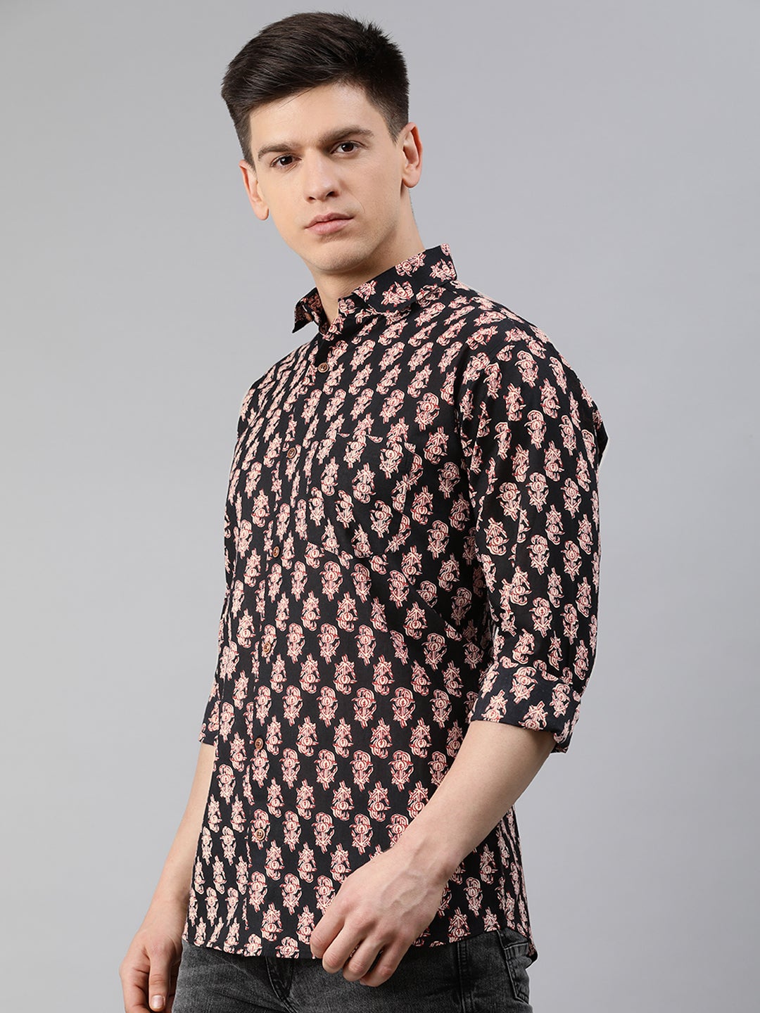 Men's Black Cotton Full Sleeves Shirts For Men