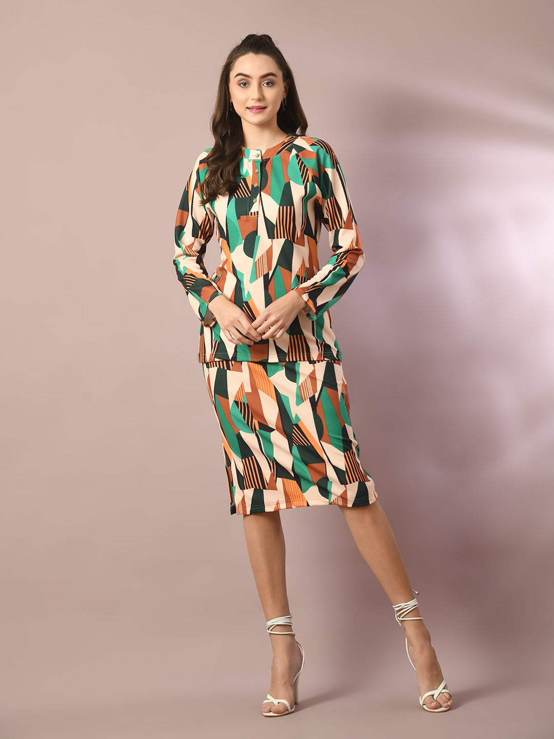 Women's Multi Printed Knee Length Party Embellished Skirts