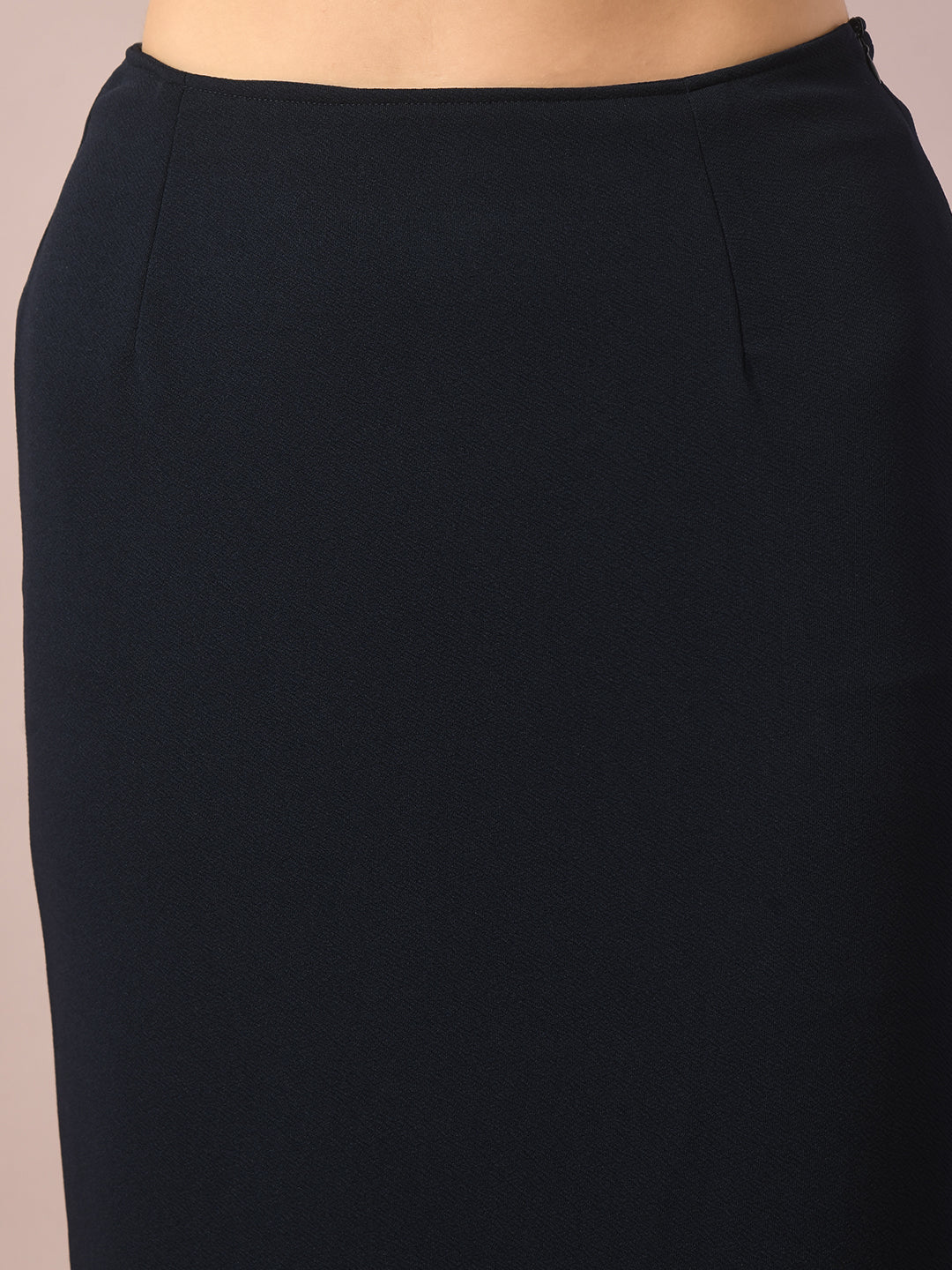 Women's Blue Solid Knee Length Party Embellished Skirts