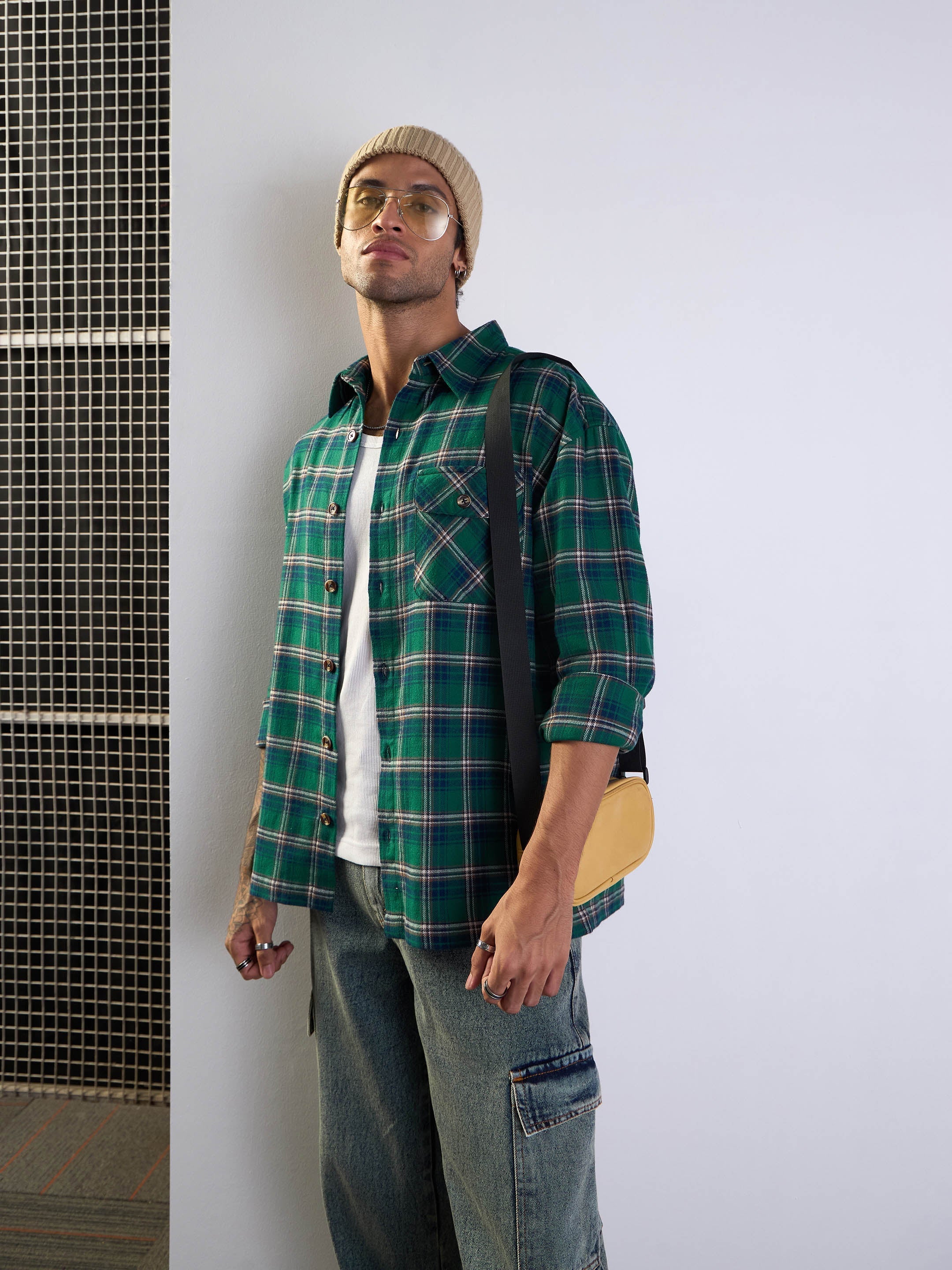 Men's Green Over Size Shirt
