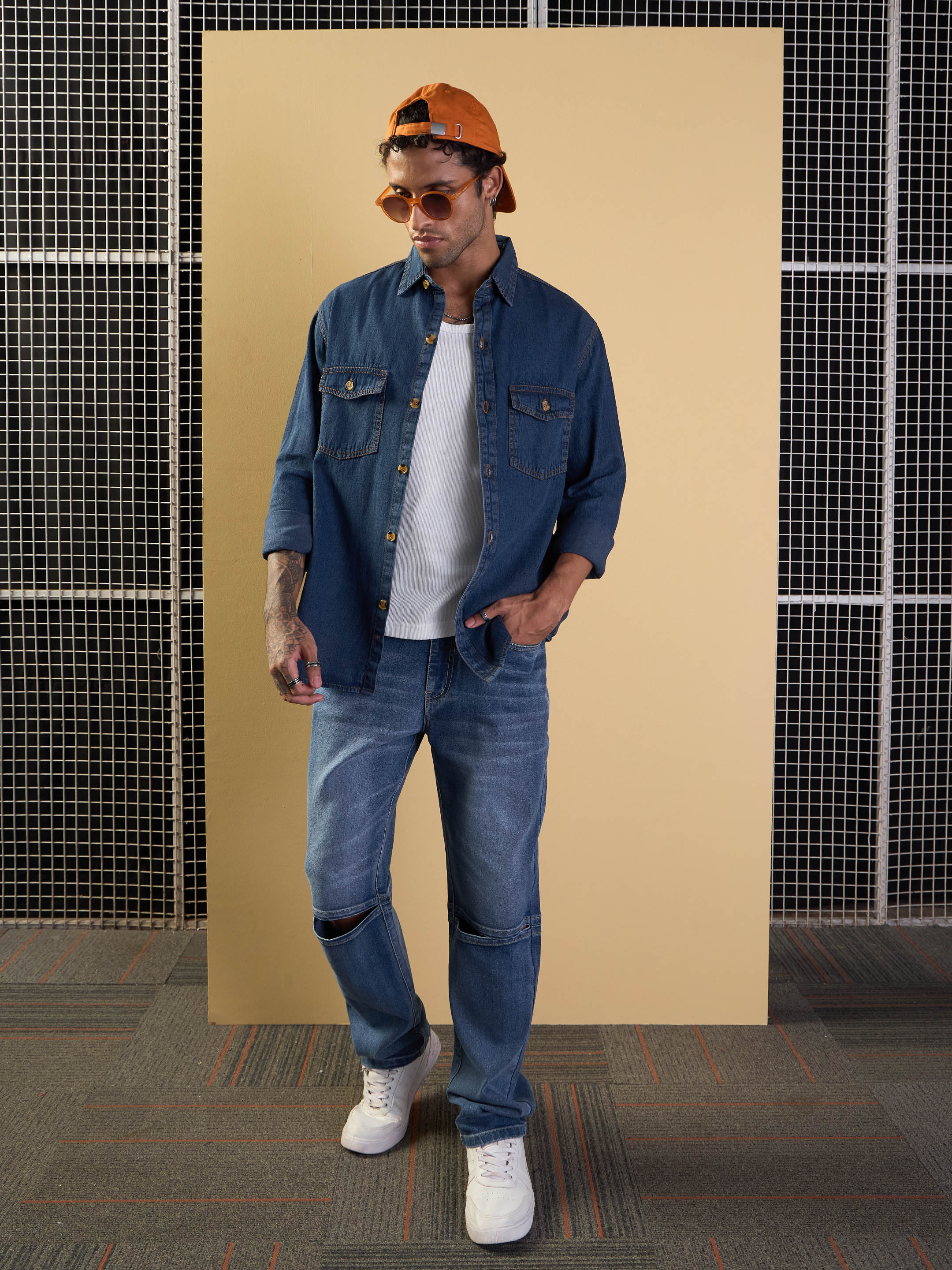 Men's Blue Solid Shirt