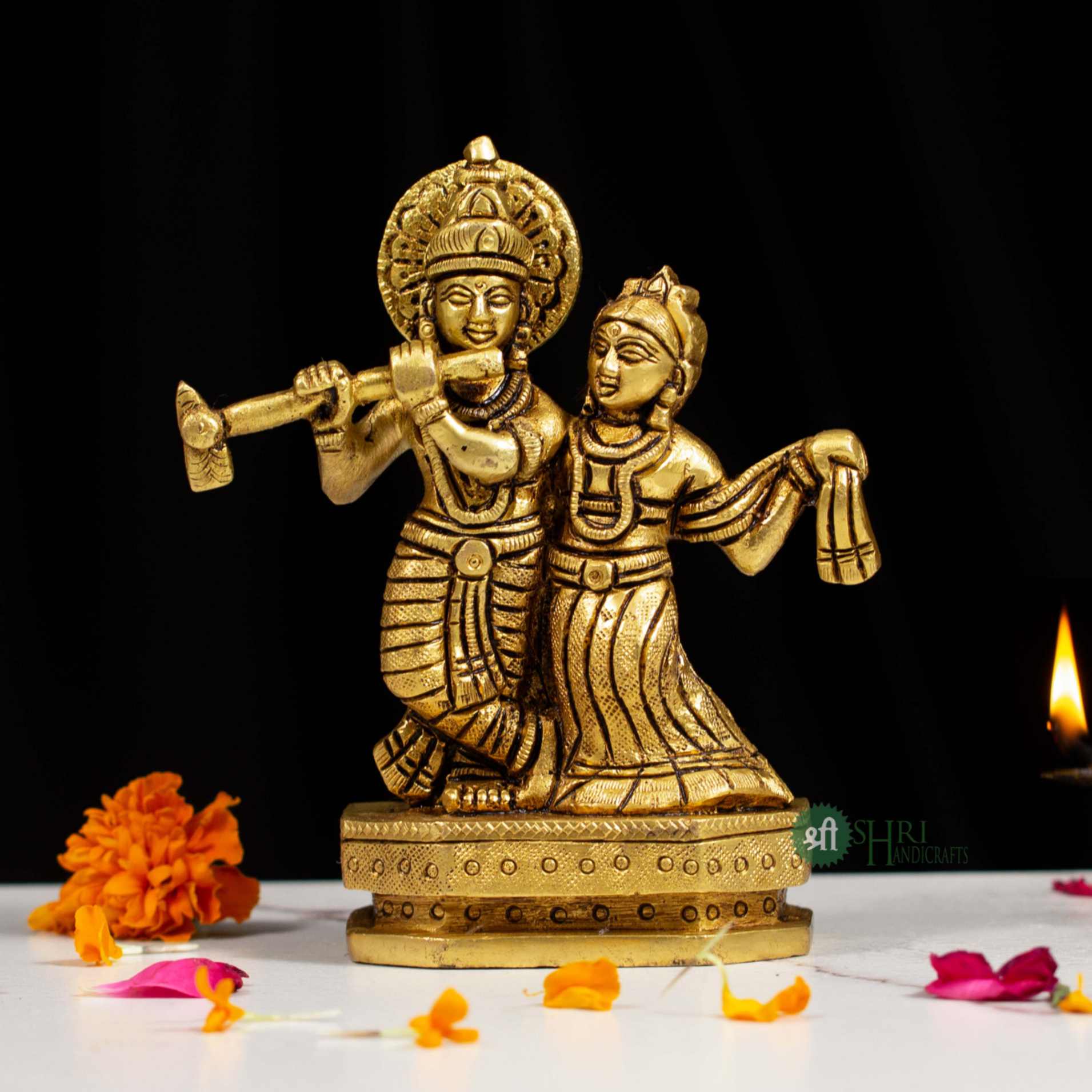 4.5" BRASS RADHA KRISHNA
