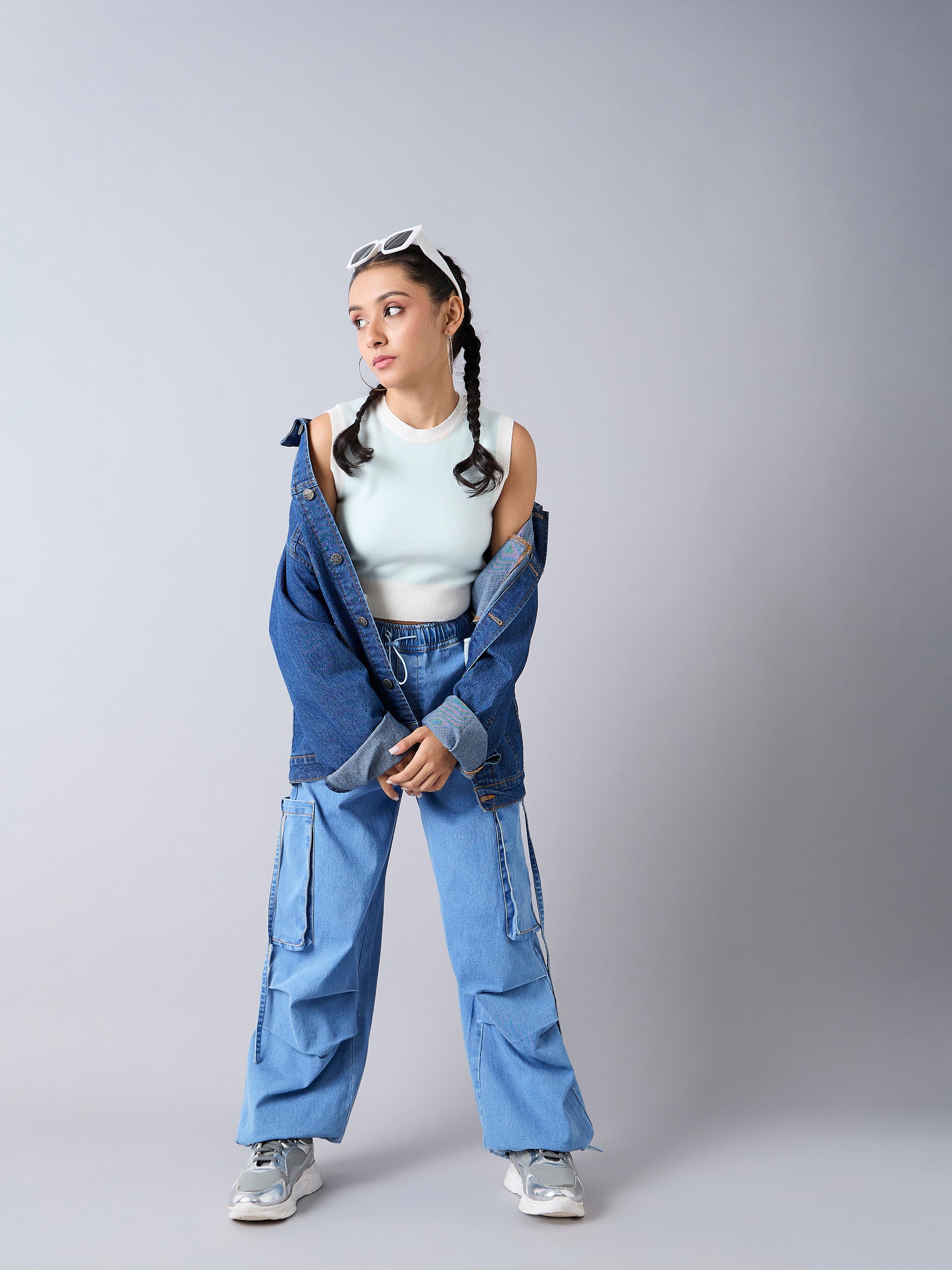 Girl's Blue Side Pocket Jean