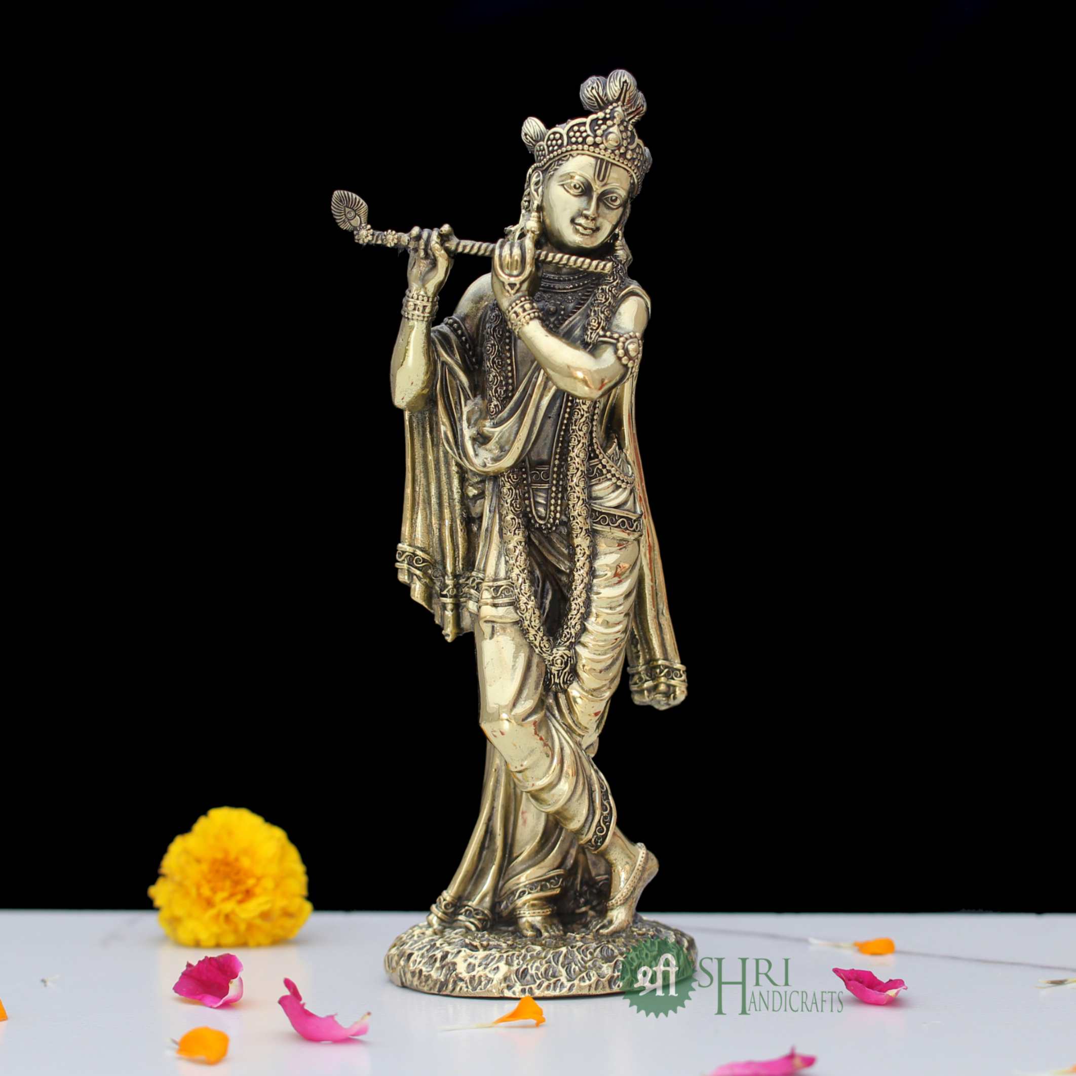 8" BRASS KRISHNA STANDING (420GM)
