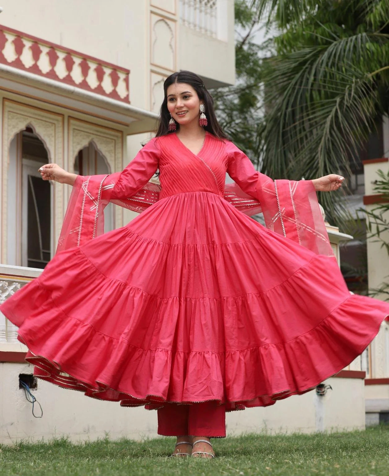 Women's Persian Butter Cup Tiered Angrakha Set
