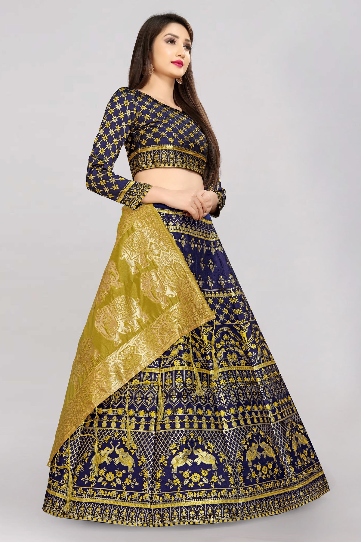 Women's Navy Blue Color Lehenga Set