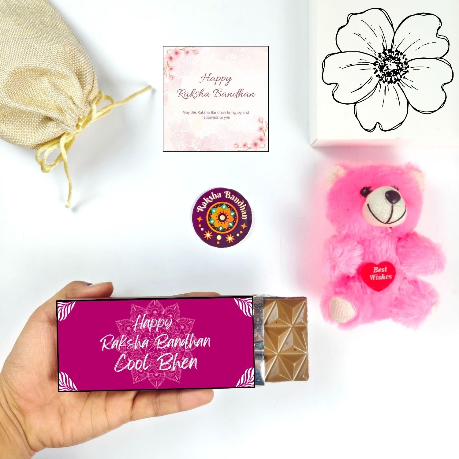 Rakhi Chocolate Gift For Sister With Cool Bhen Theme 35G Chocolate Bar And, Teddy Greeting Card | Best Gift For Sister