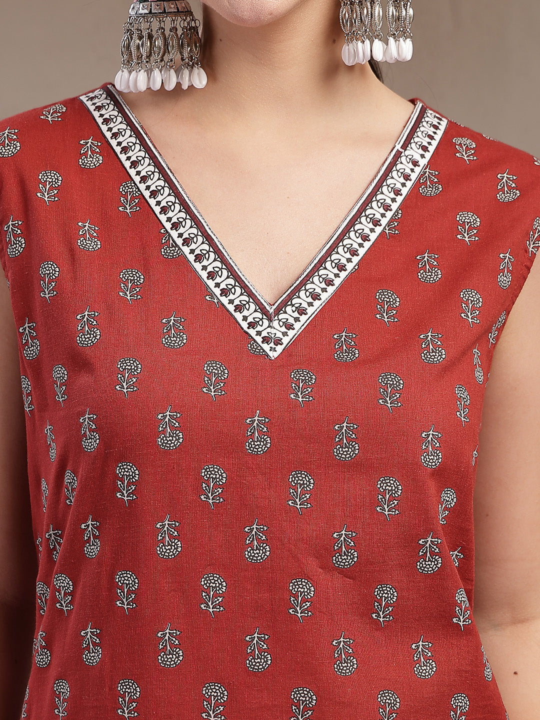 Women's Rust Buti Printed Cotton Straight Kurta