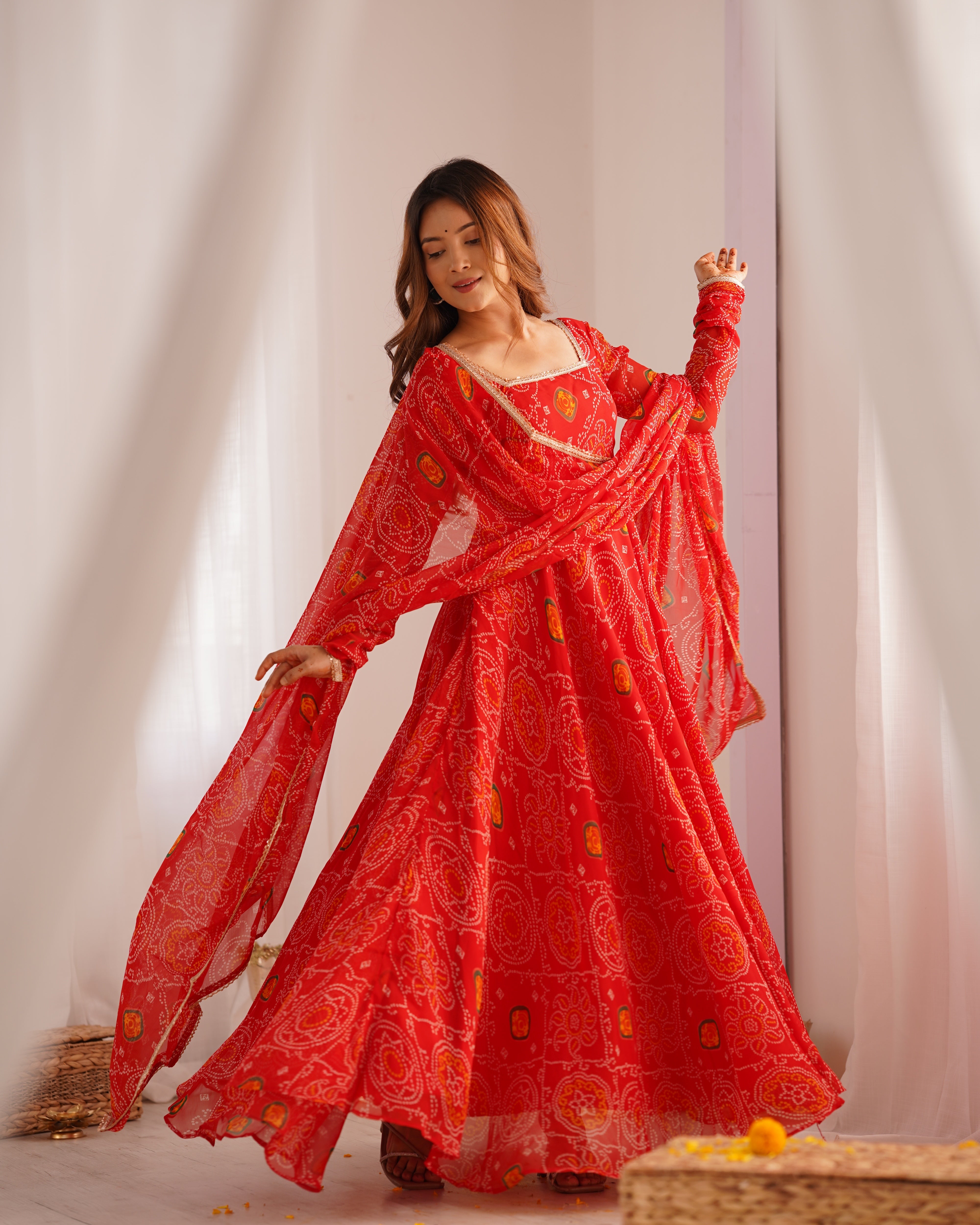 red chiffon anarkali dress Red Chiffon Anarkali Dress: Pakistani Indian Party Wear, Stitched 3PC