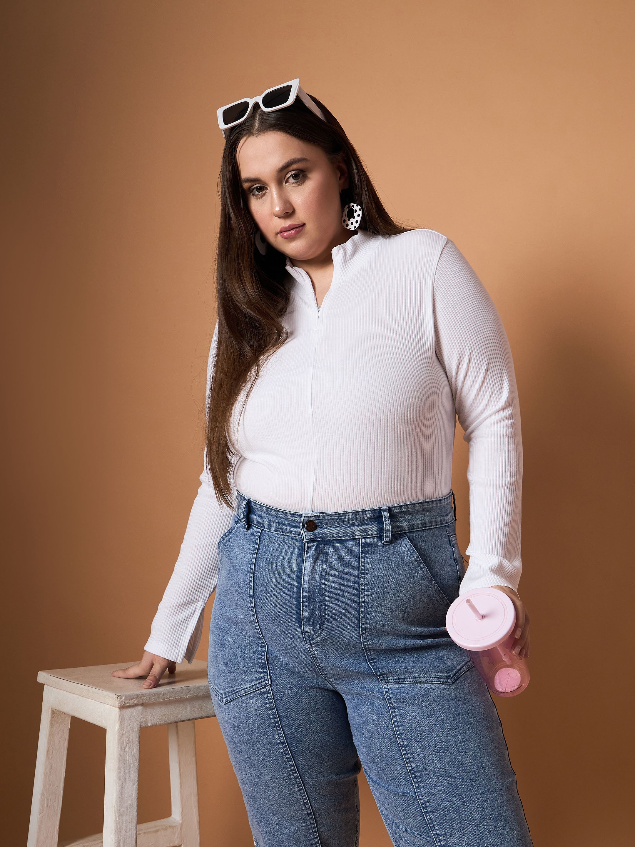 Women's White Rib Top