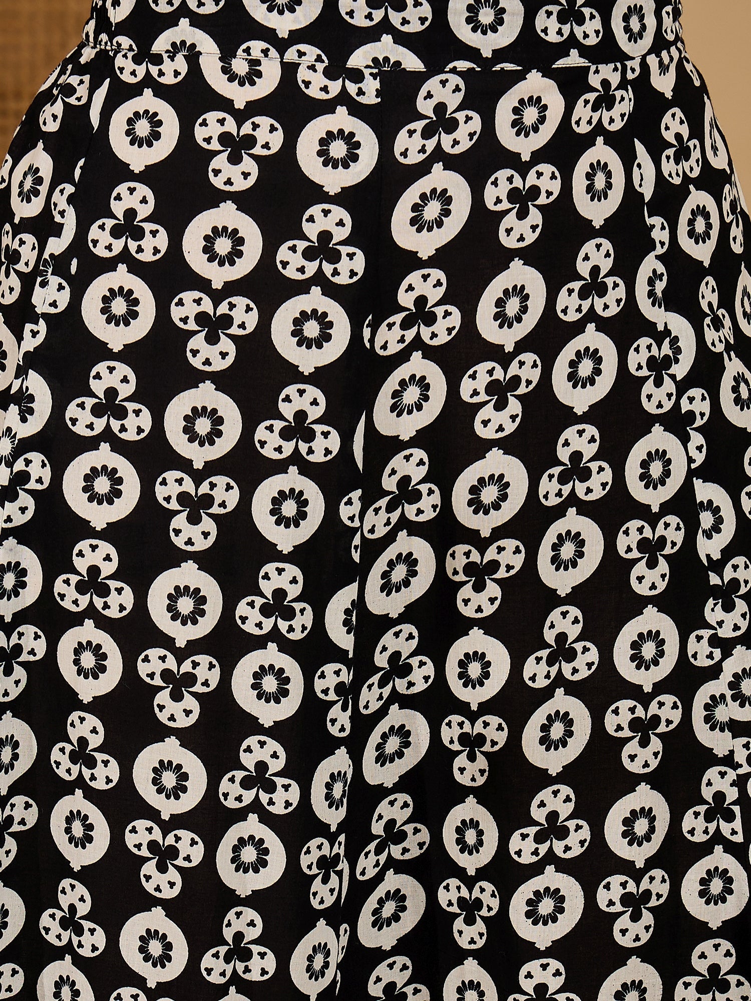 Women's Black Printed Cotton Skirt