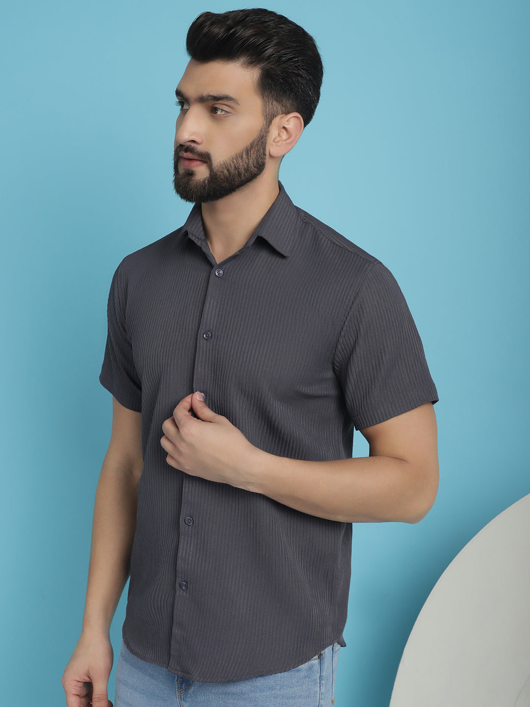 Men's Striped Half Sleeve Casual Shirt for