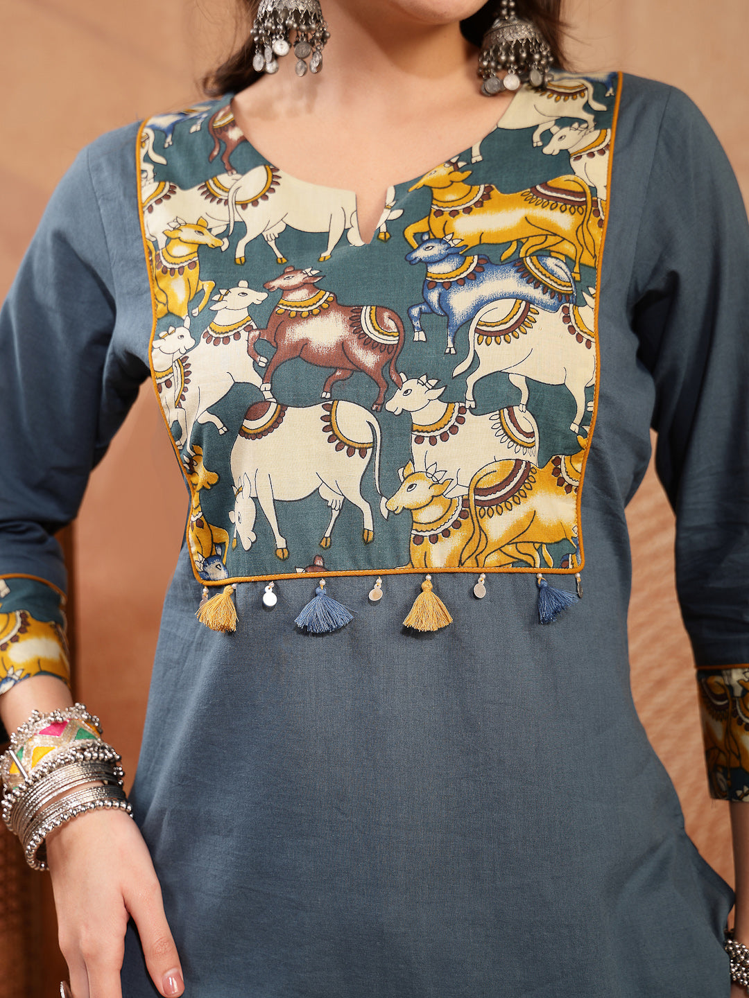 Women's Teal Solid Rayon Straight Kurta