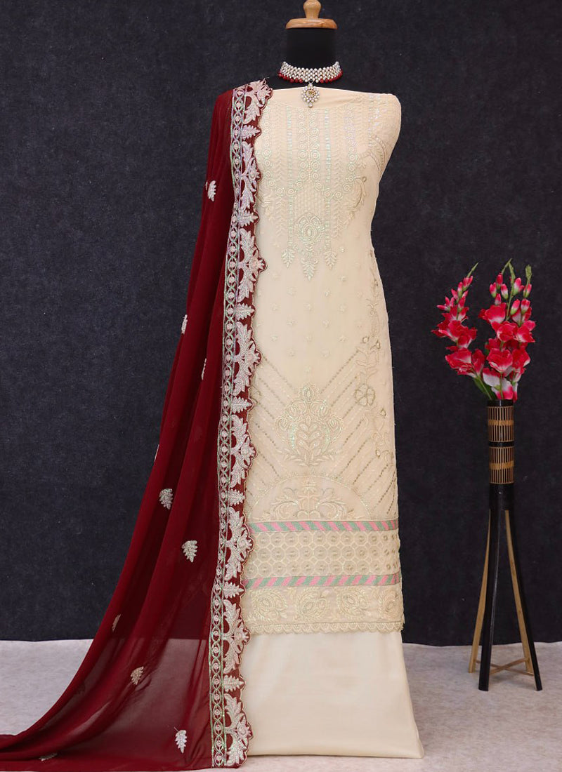 Women Solid Poly-Georgette Scalloped Edge Kurta Set