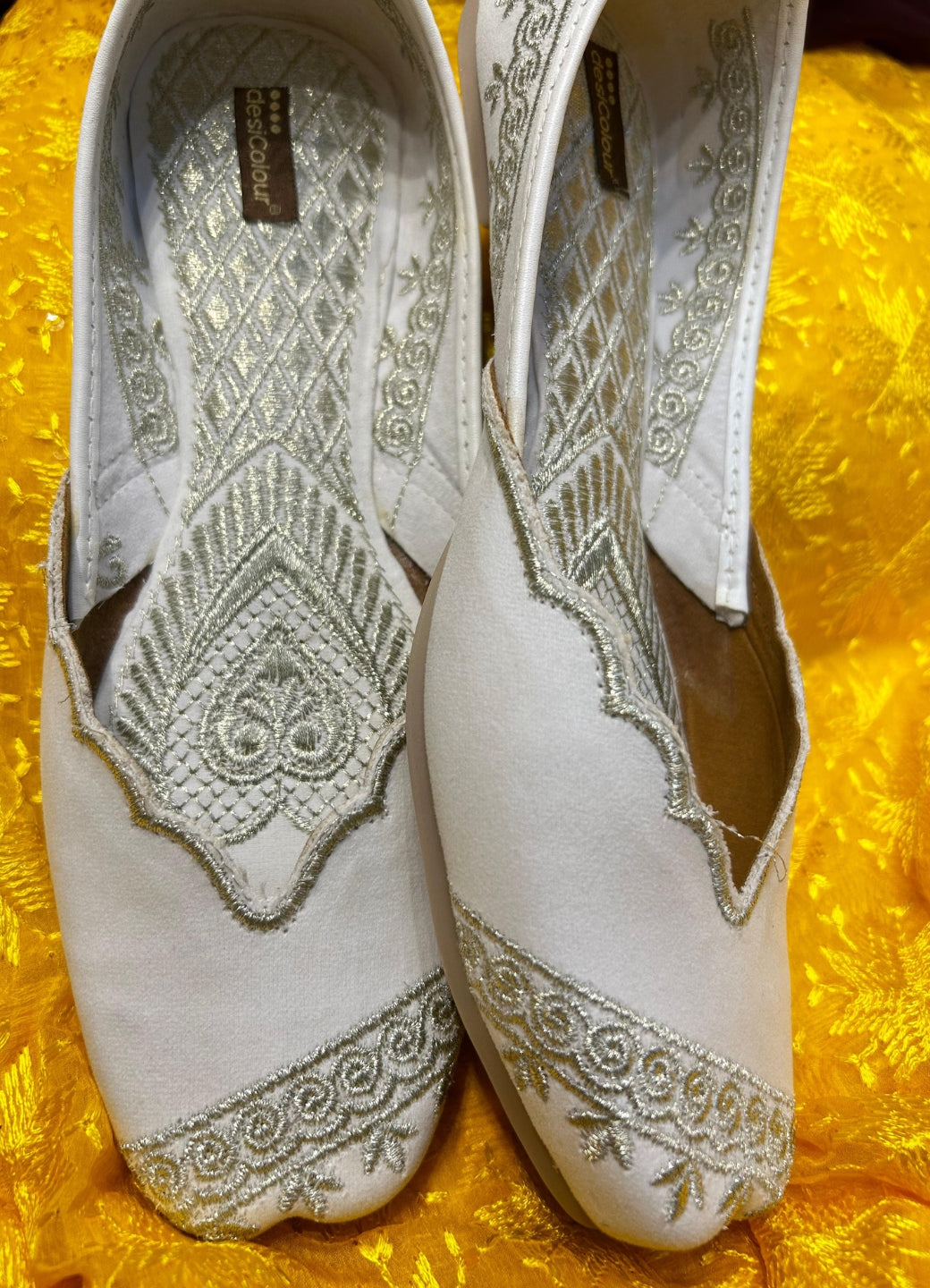 Women's White Velvet Lucky Jutti Shoe