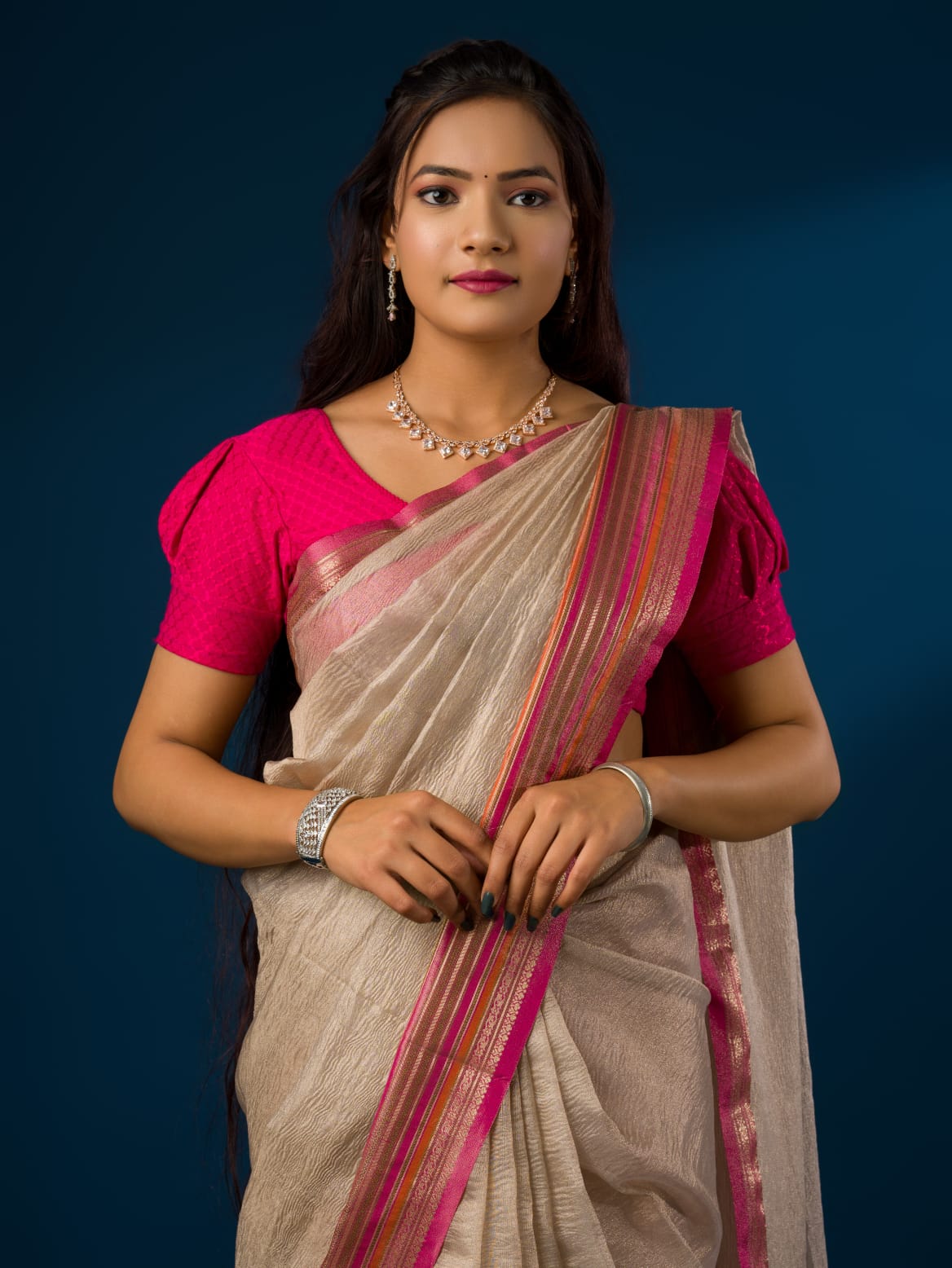 Women's Tranding Crush Tissue Silk Banarasi Border Saree INA