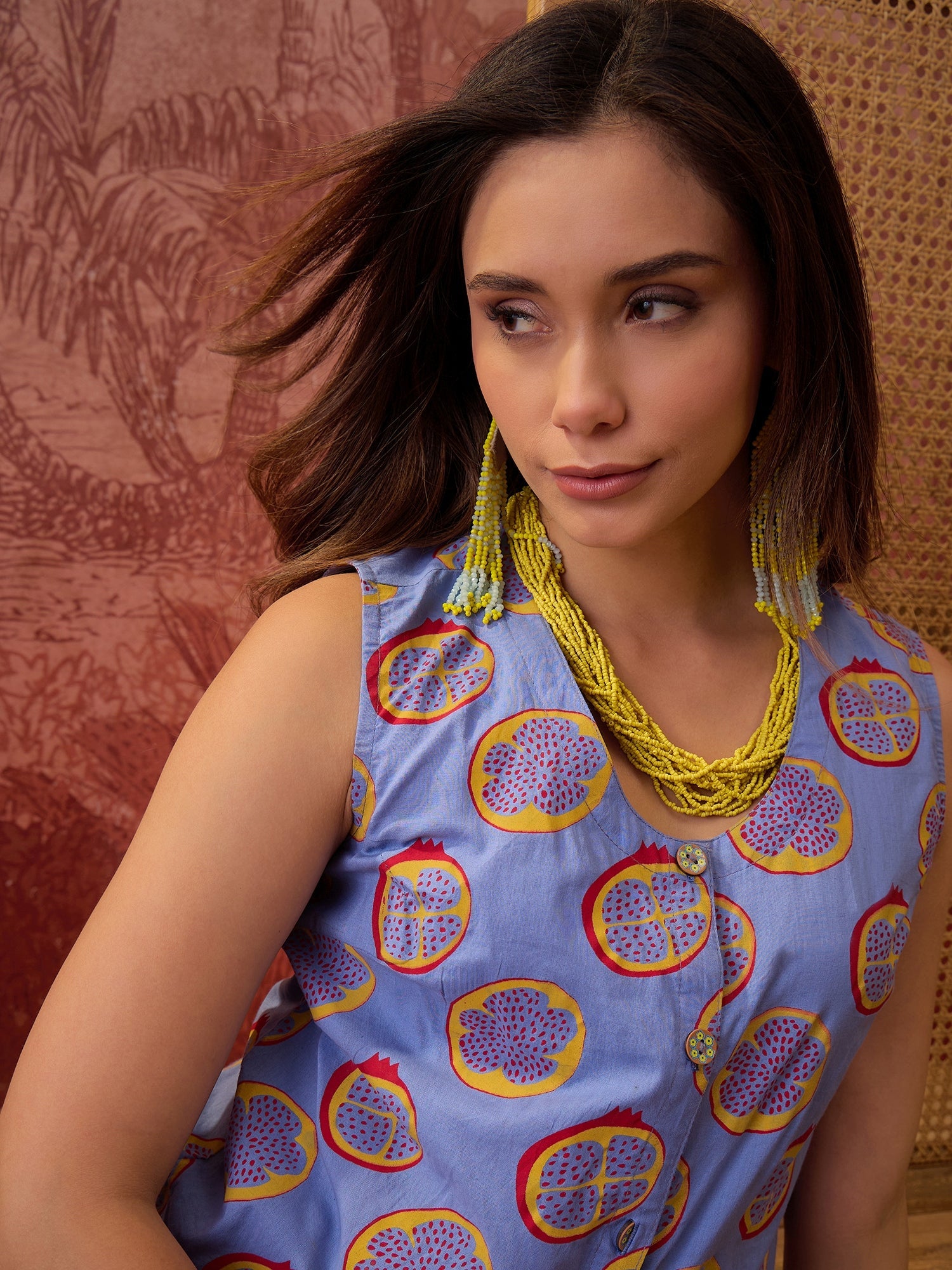 Women's Blue Floral Printed Cotton Co-Ord Set