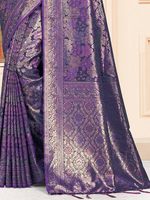 Women Lavender Satin Silk Saree With Un Stitched Blouse | NOZ2TOZ - Made In INDIA.