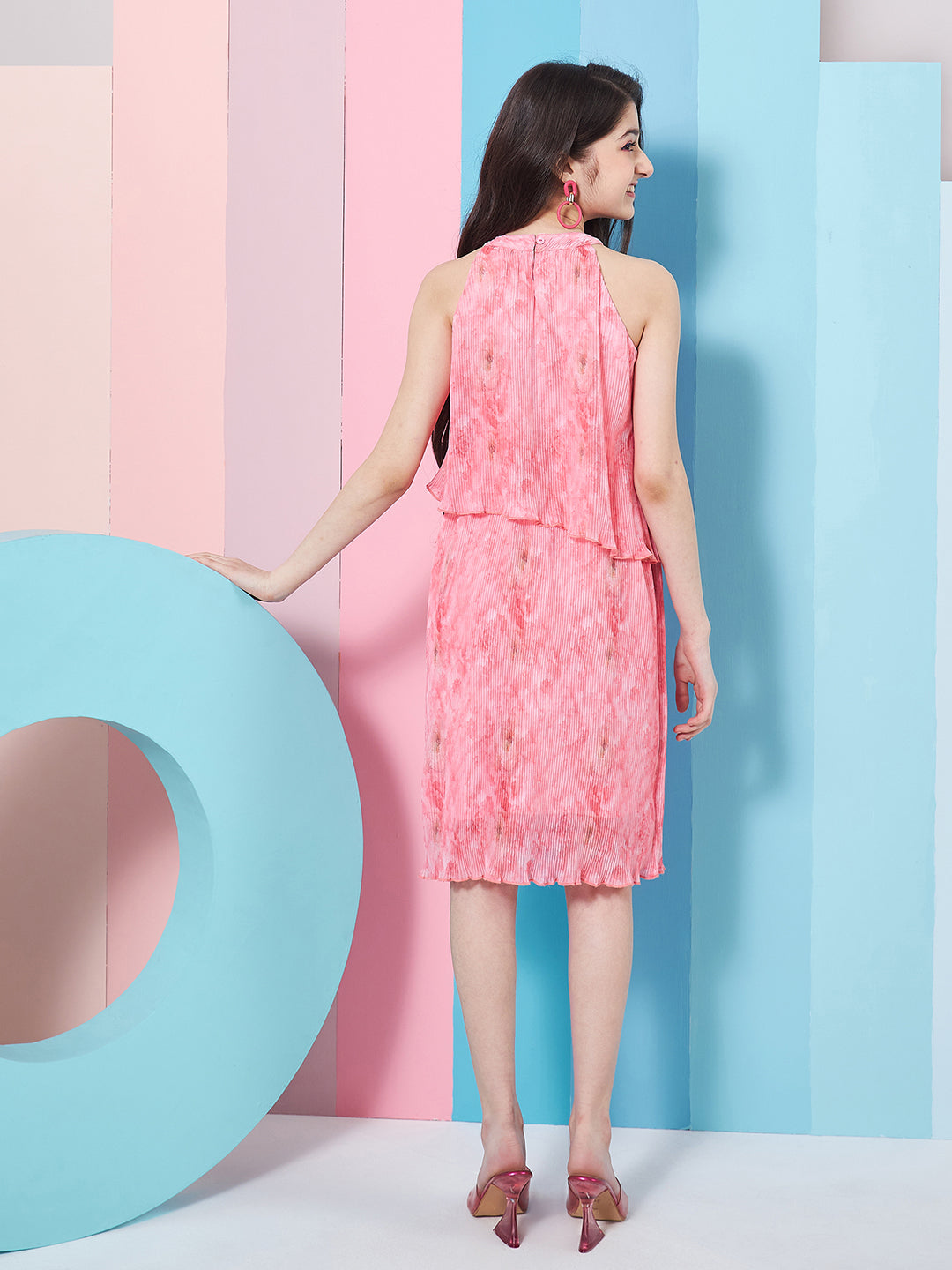 Girls Round Neck A-Line Midi Dress