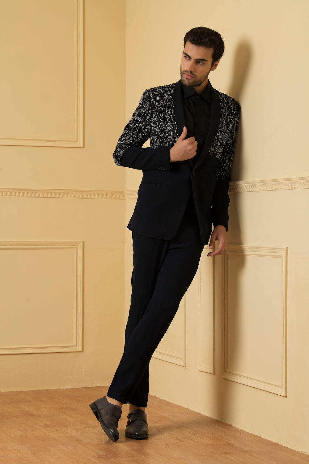 Men's Blue Shawl Collar Blazer