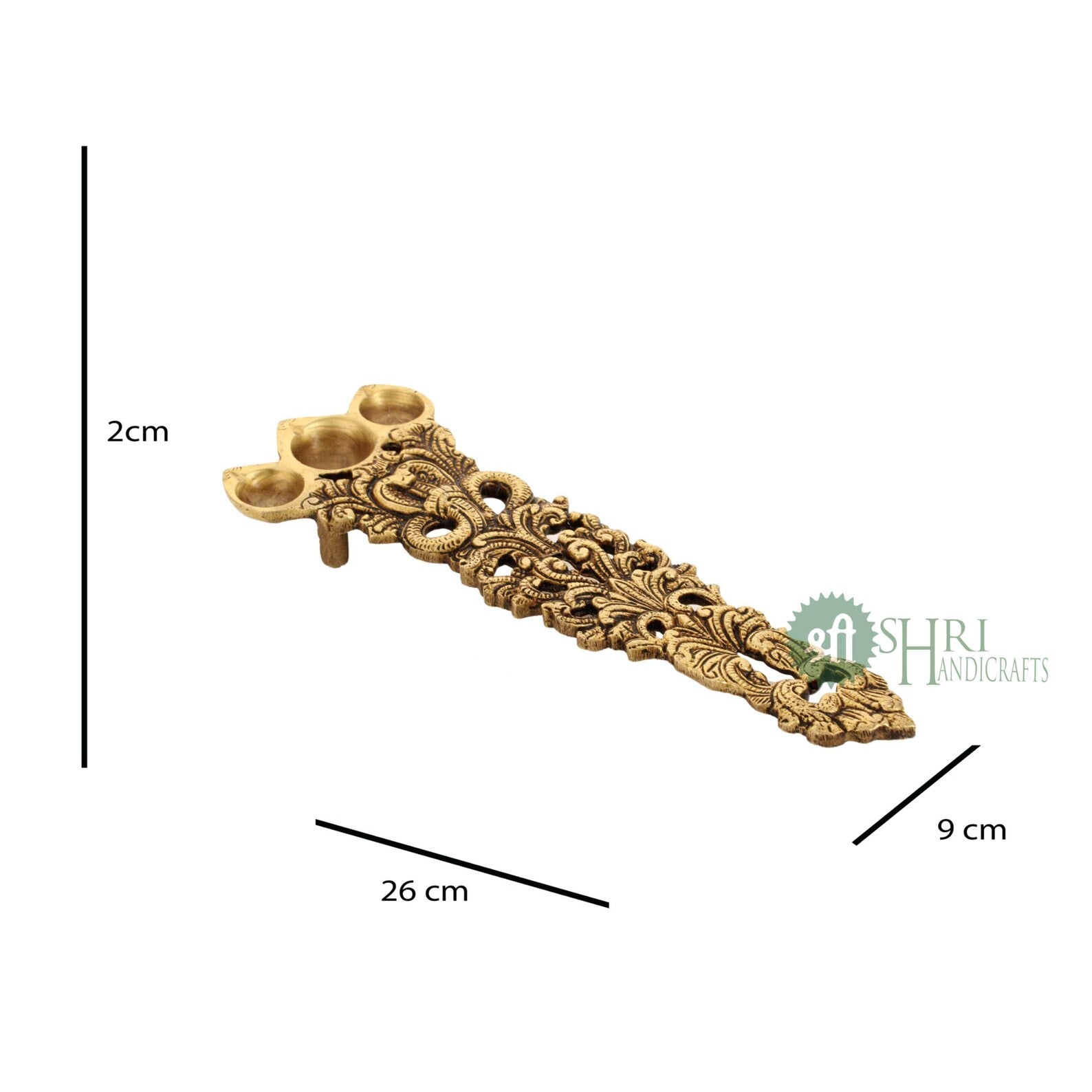 10-Inch Brass Aarti Spoon. Traditional Oil Dispenser for Rituals, Puja, and Ceremonial Use