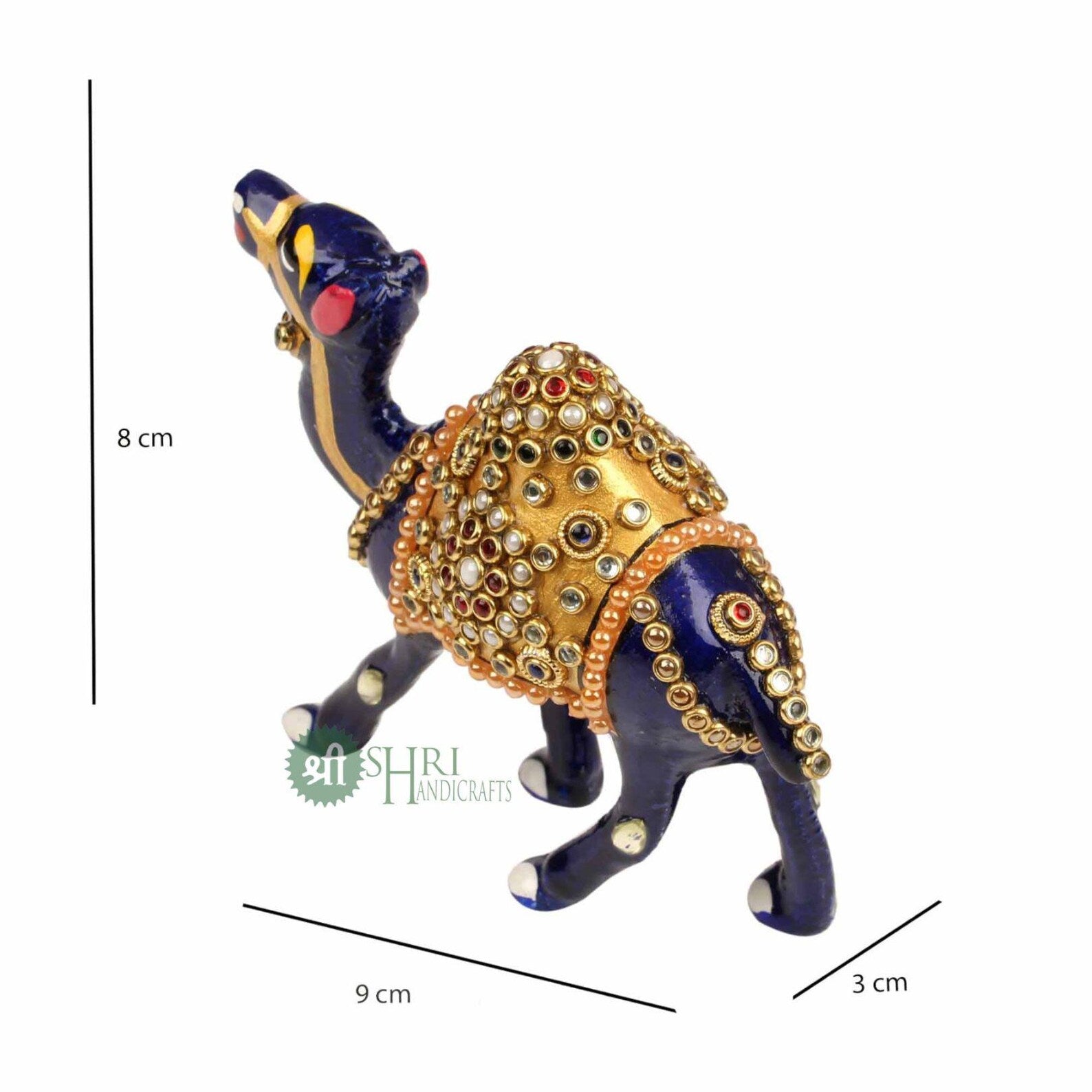 Handcrafted 3-Inch Metal Camel Figurine – Rajasthani Jewellery Stone Painting