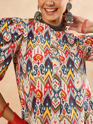 winered-woman-front-placket-multi-colour-co-ord-set